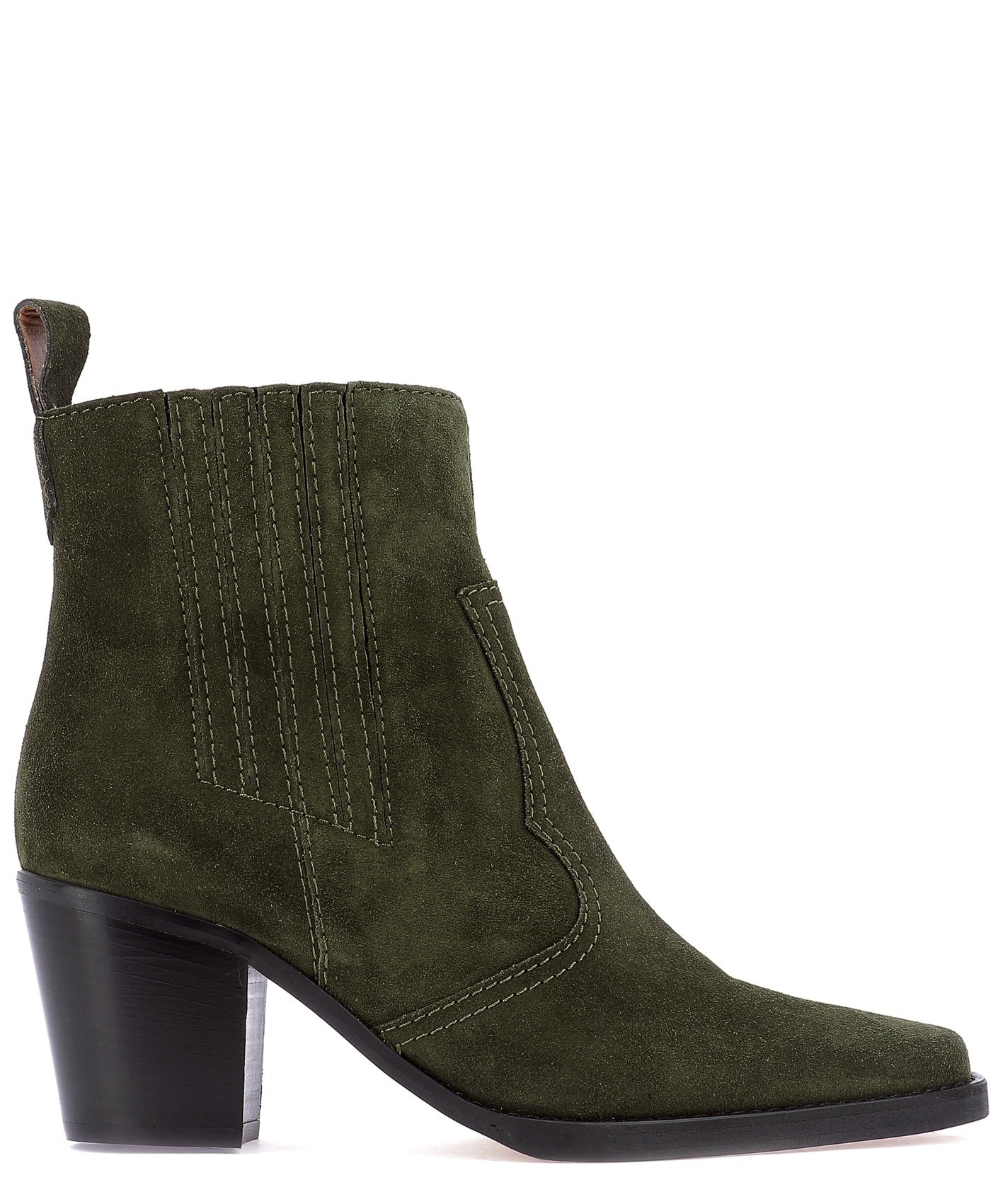 【GANNI】Suede ankle boot with elasticized bands