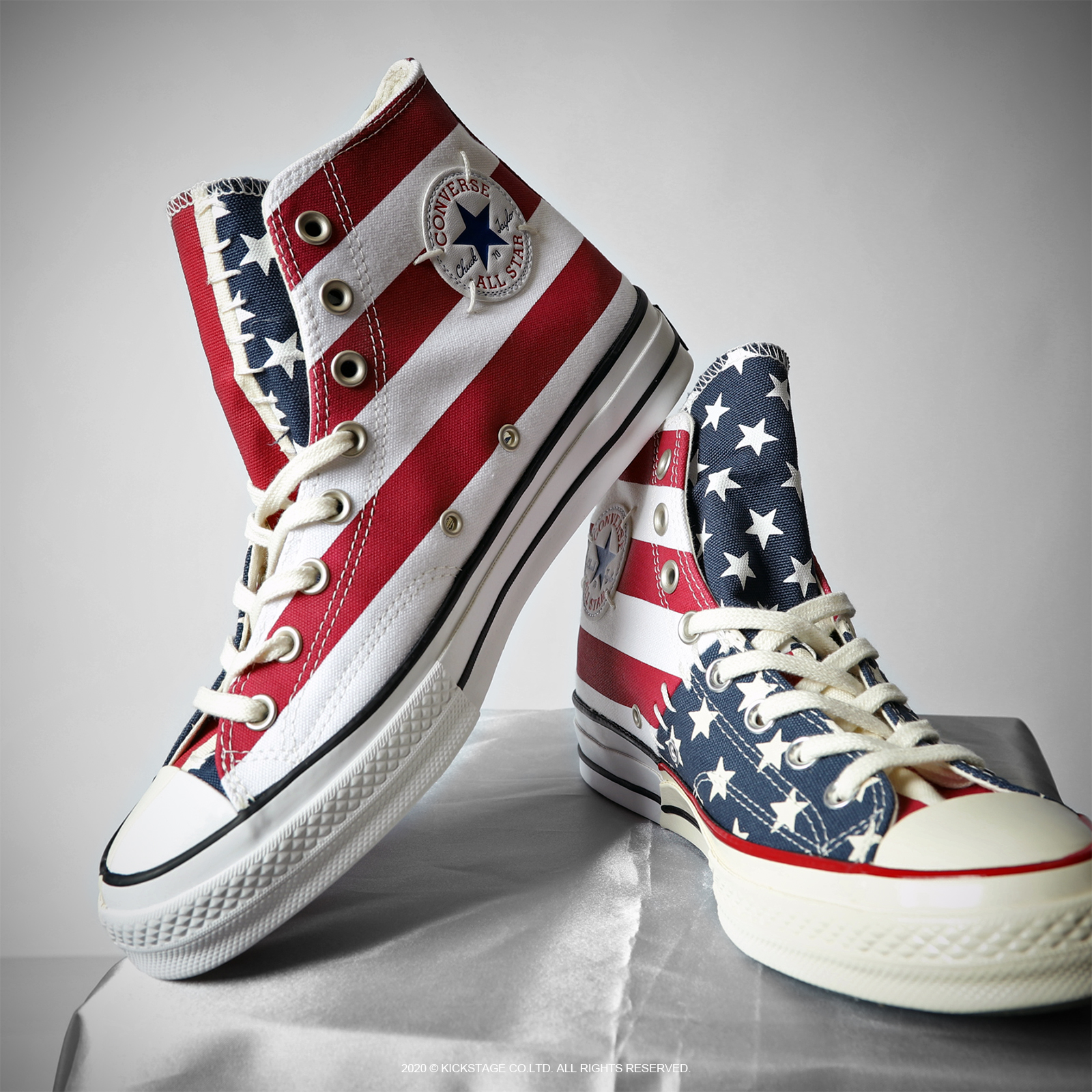 <特價不退換>CONVERSE CHUCK TAYLOR 1970 美國國旗 星星 不對稱 拼接 帆布鞋【166426C】