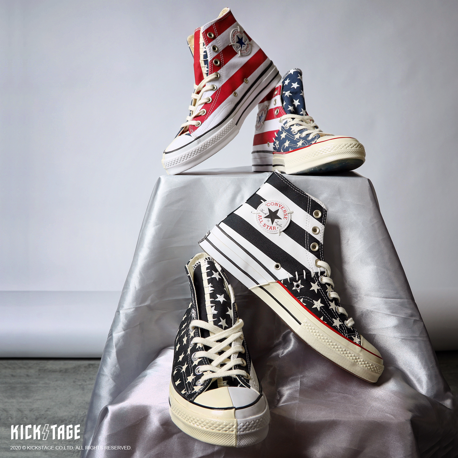 <特價不退換>CONVERSE CHUCK TAYLOR 1970 美國國旗 星星 不對稱 拼接 帆布鞋【166426C】