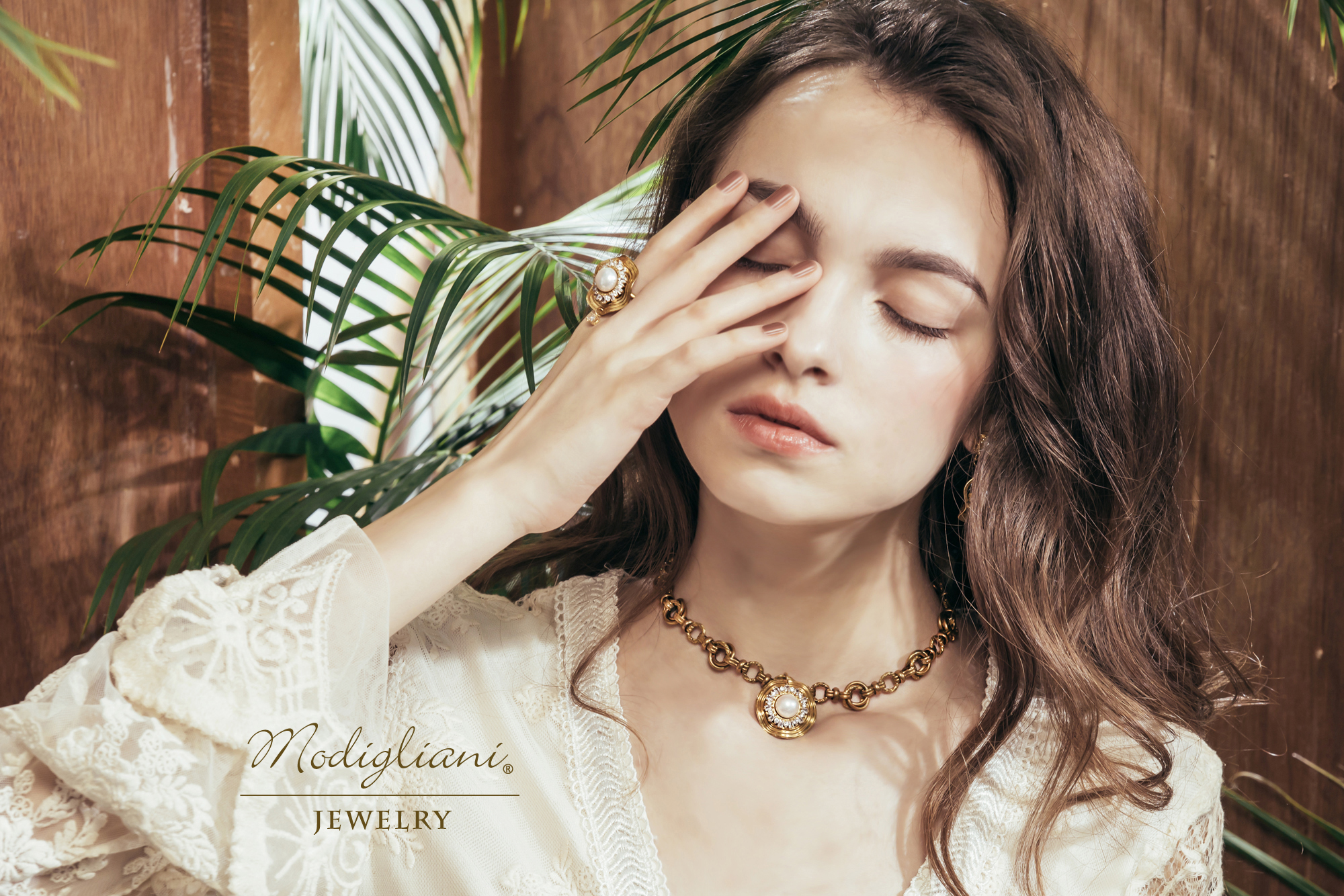 黃銅飾品,黃銅,項鍊,頸鍊,天然珍珠,鋯石,份量感,華麗,個性