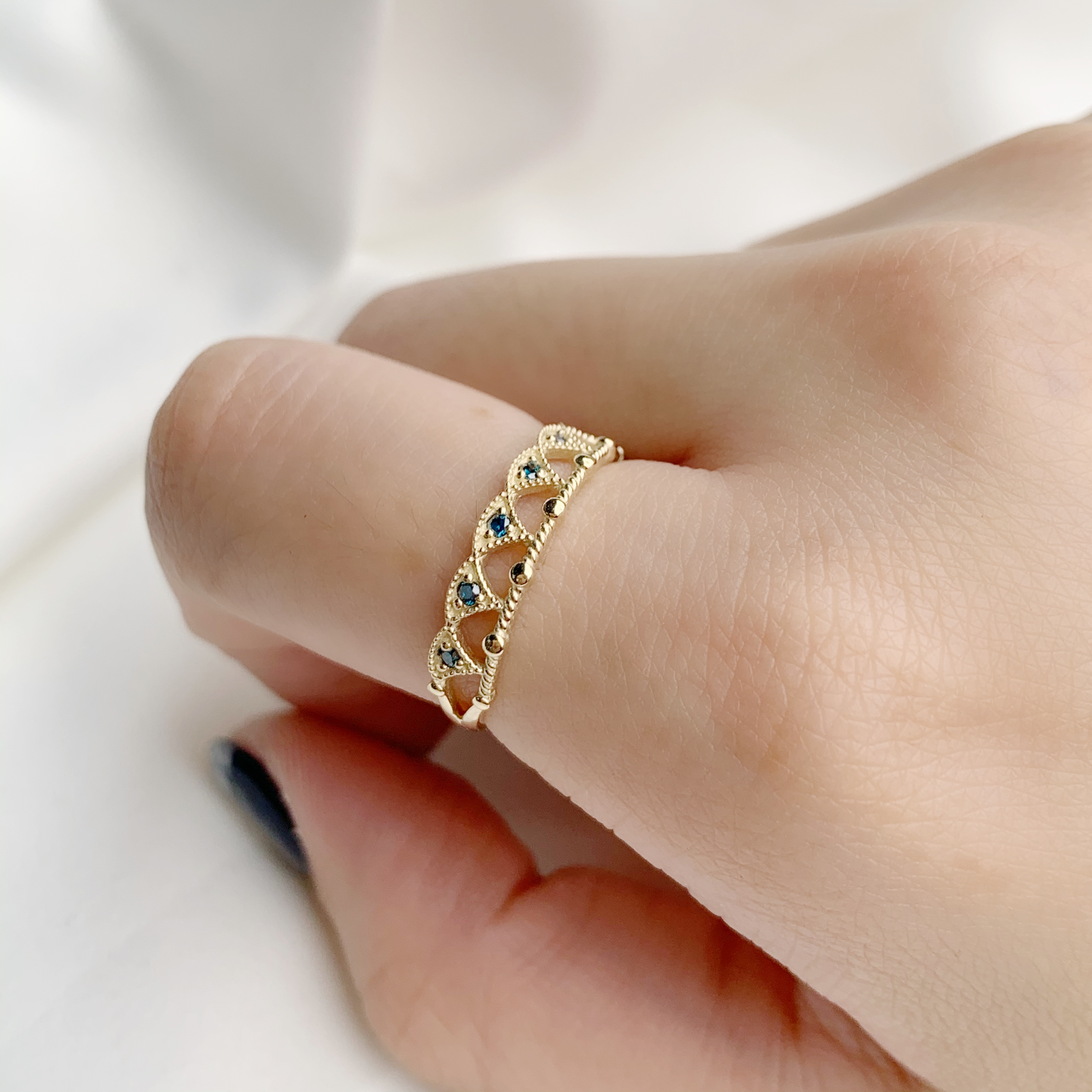 14K Cleopatra藍鑽戒指