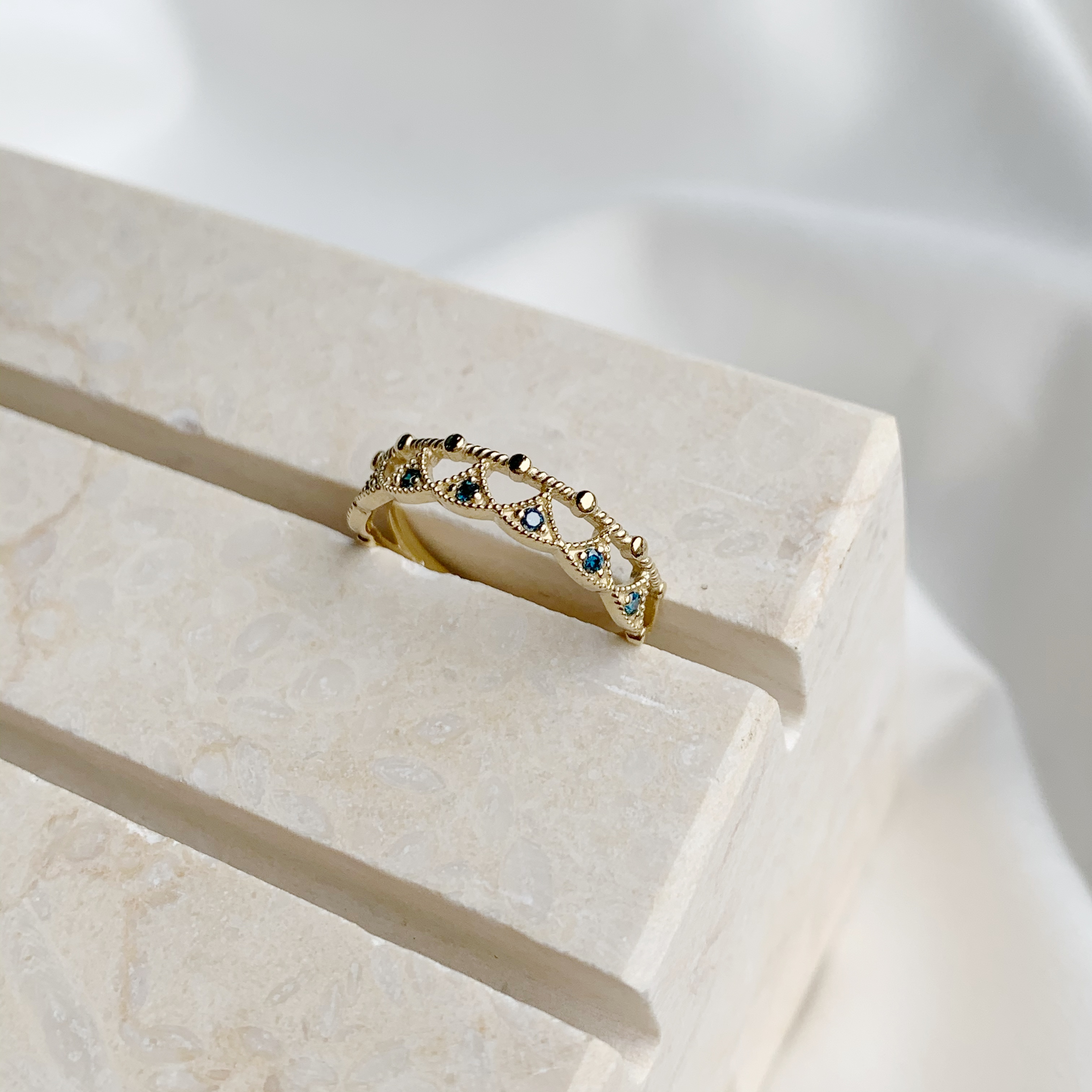 14K Cleopatra藍鑽戒指