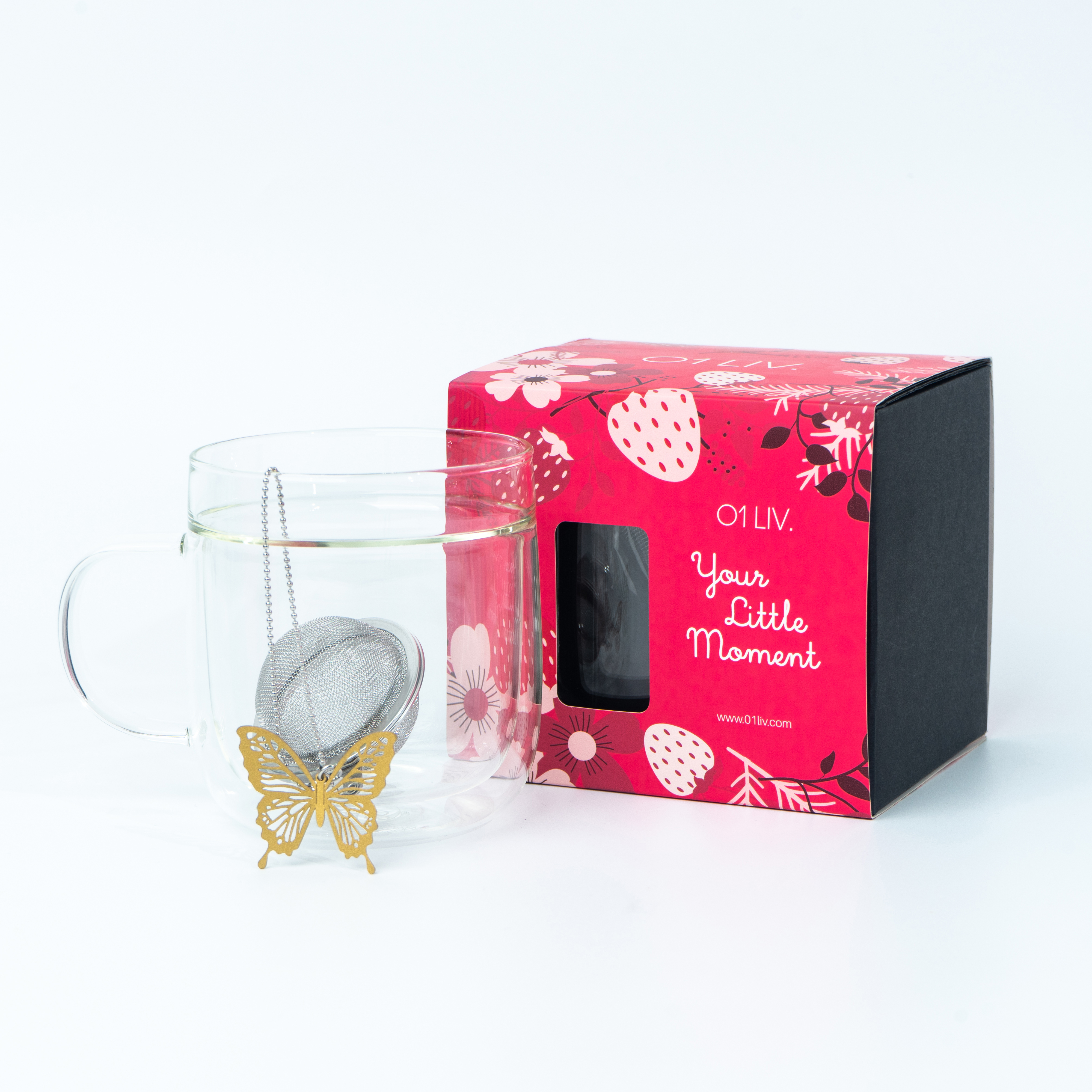 雙層防熱玻璃杯 + 奇趣茶球精致吊饰套裝 -  Lifestyle (Gold)