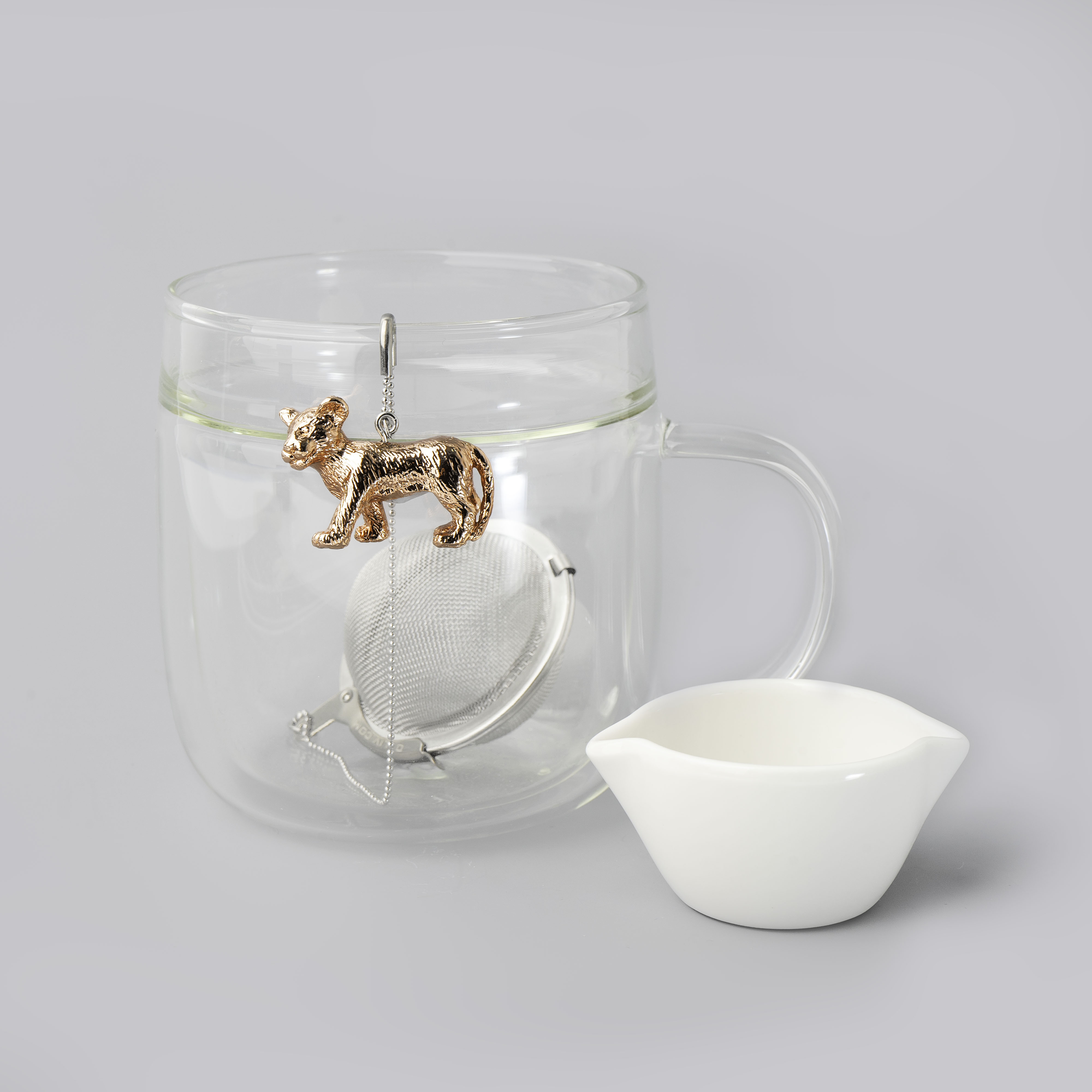 01LIV 奇趣茶球 - 精致吊饰系列 - 小狮子（玫瑰金）