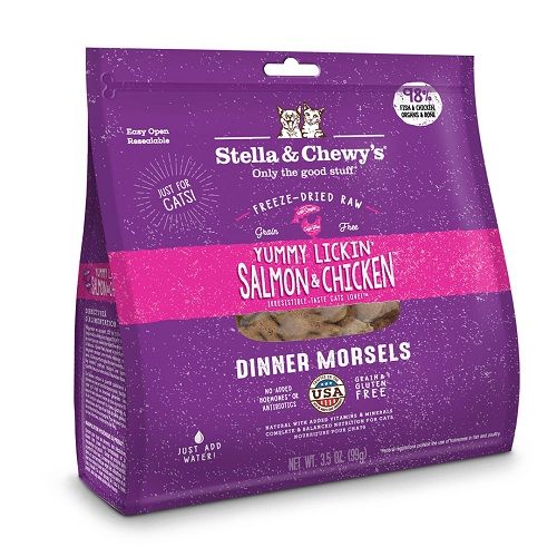 Stella & Chewy's YUMMY LICKIN’ SALMON & CHICKEN FREEZE-DRIED RAW DINNER MORSELS．3.5oz/8oz/18oz