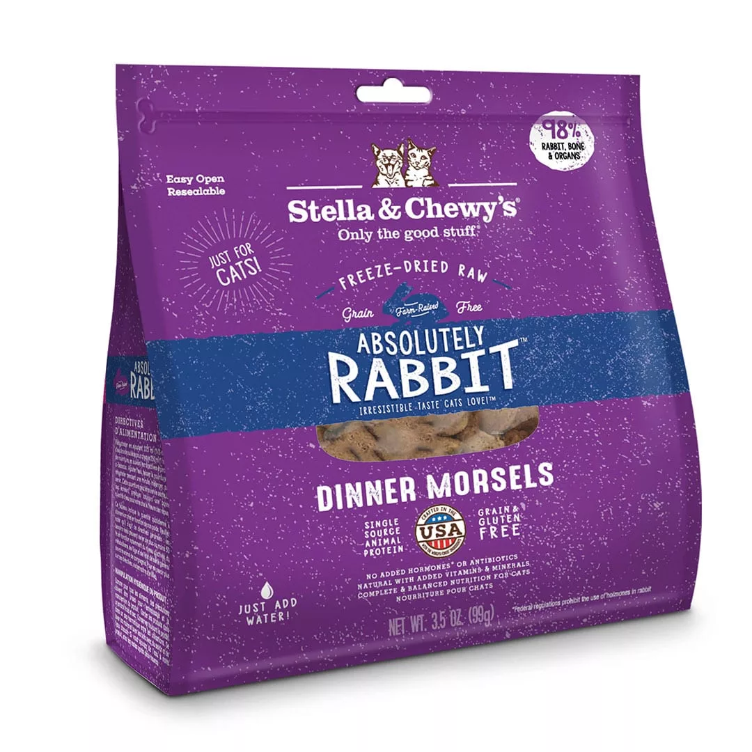 Stella & Chewy's ABSOLUTELY RABBIT FREEZE-DRIED RAW DINNER MORSELS．3.5oz/8oz/18oz