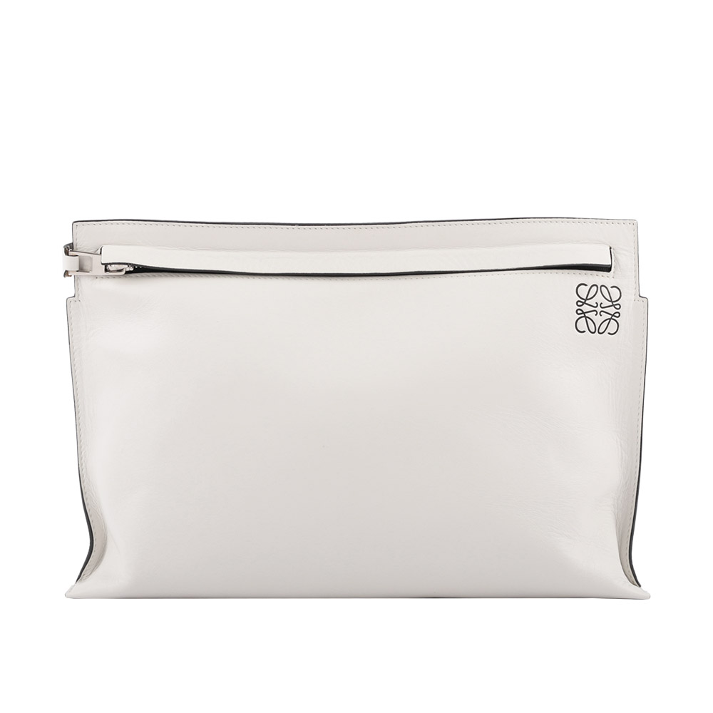 【LOEWE】T Pouch 素面小牛皮手拿包