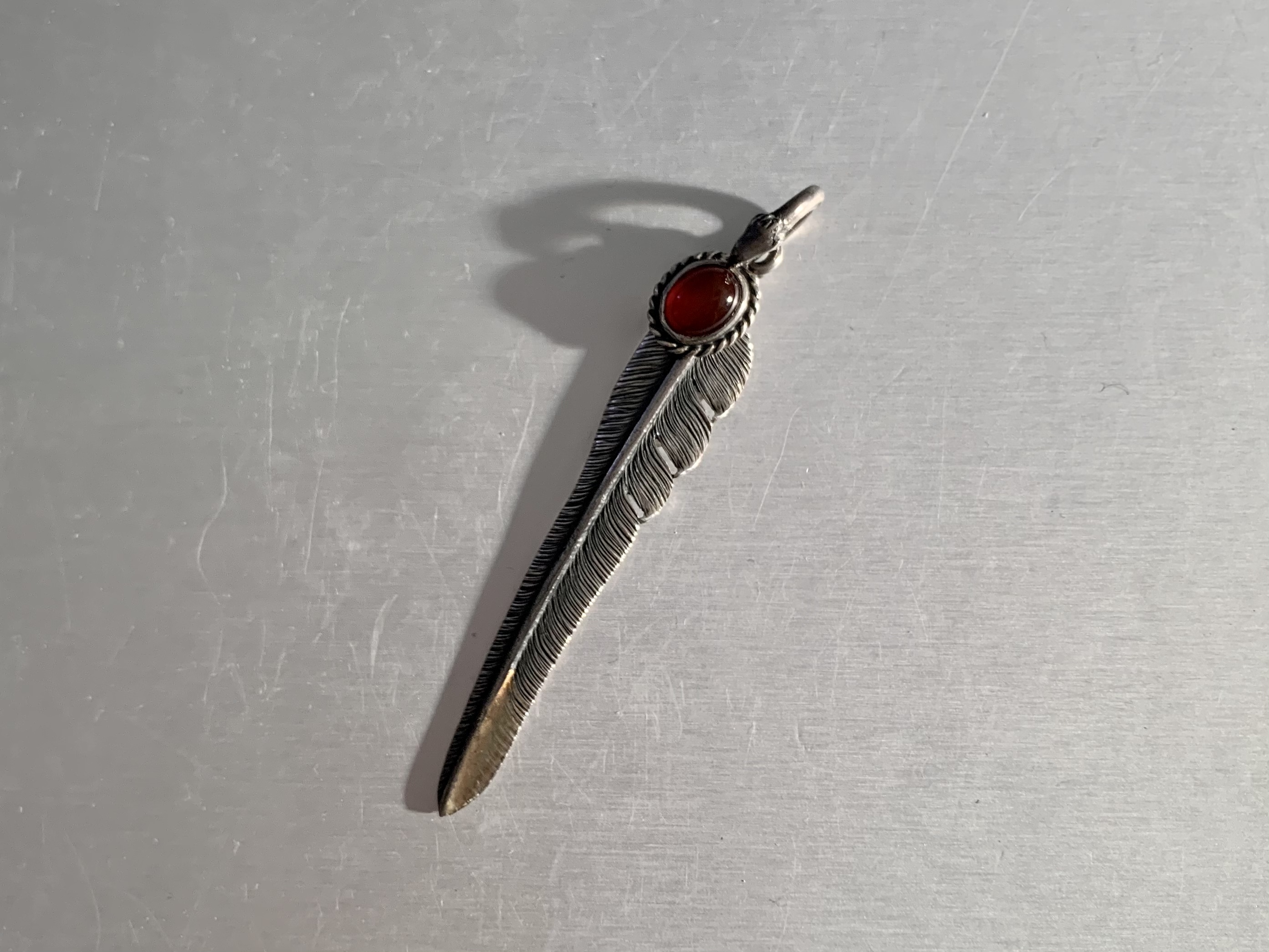 OLD 1st feather K18 Gold Point with Garnet Stone