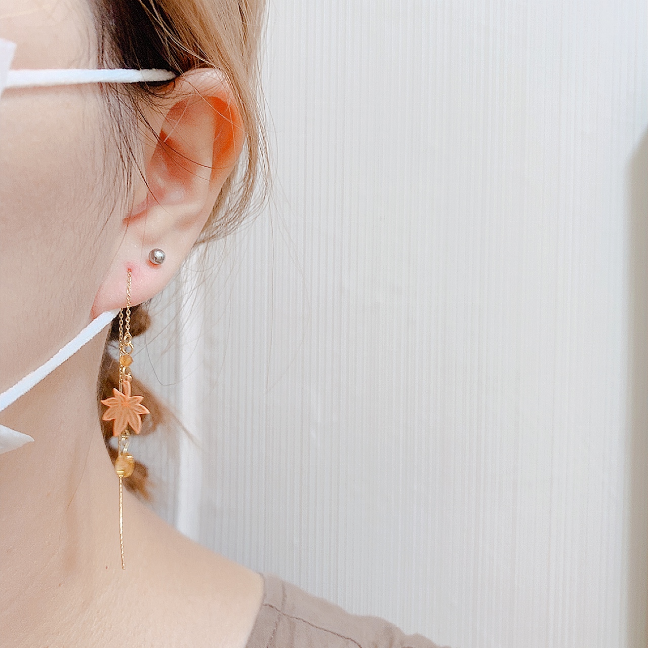 [日本制] 紅葉耳線耳環