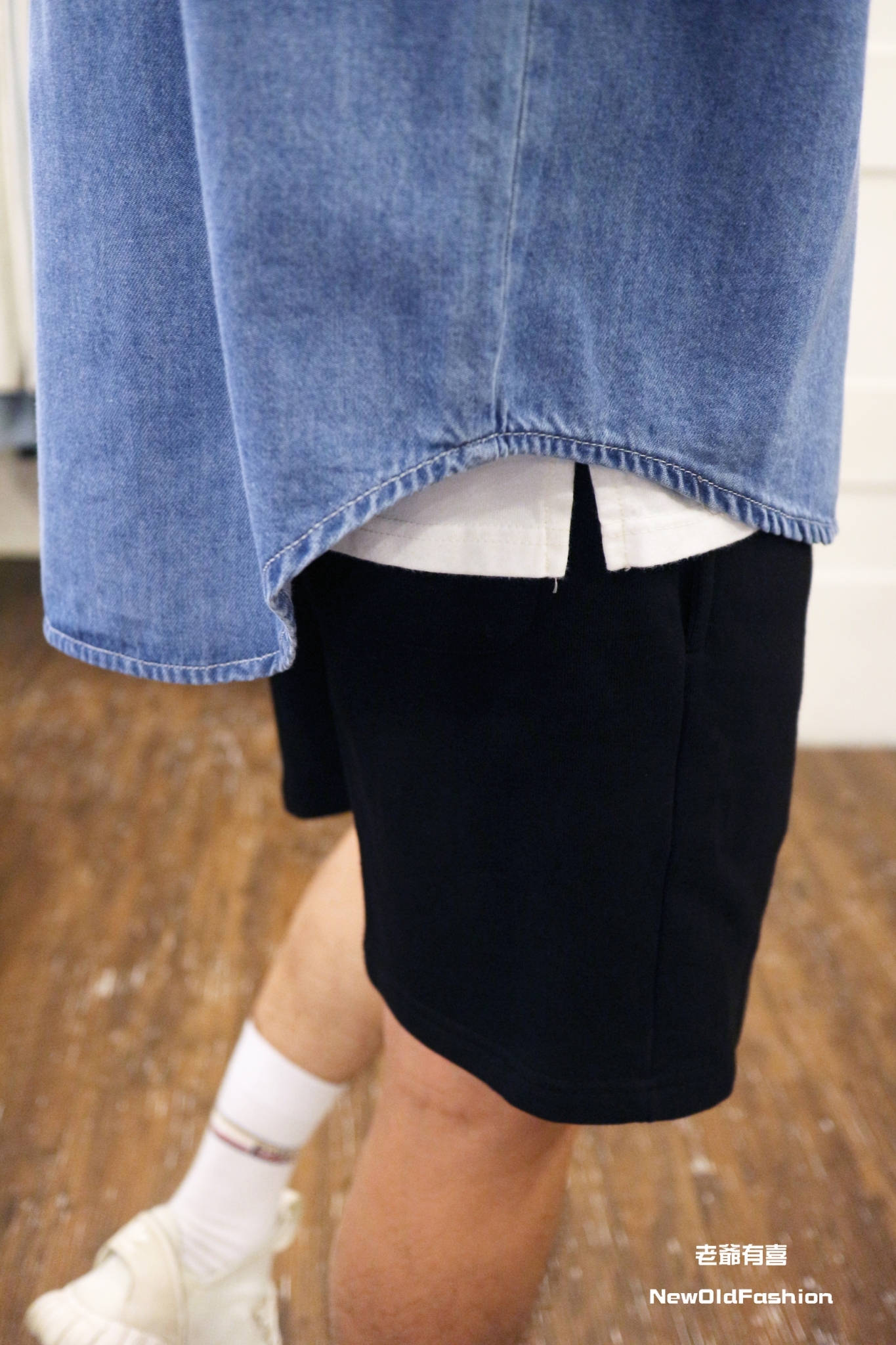 『新品上市』條紋拼布牛仔襯衫(NOF200920640)-淺藍