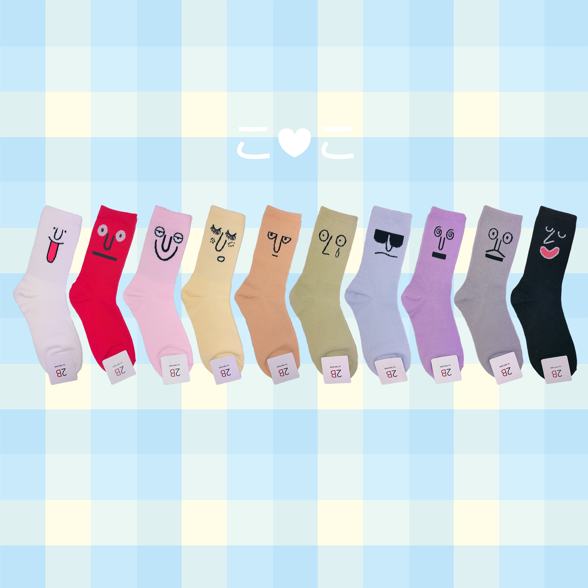 正韓表情素色造型襪子