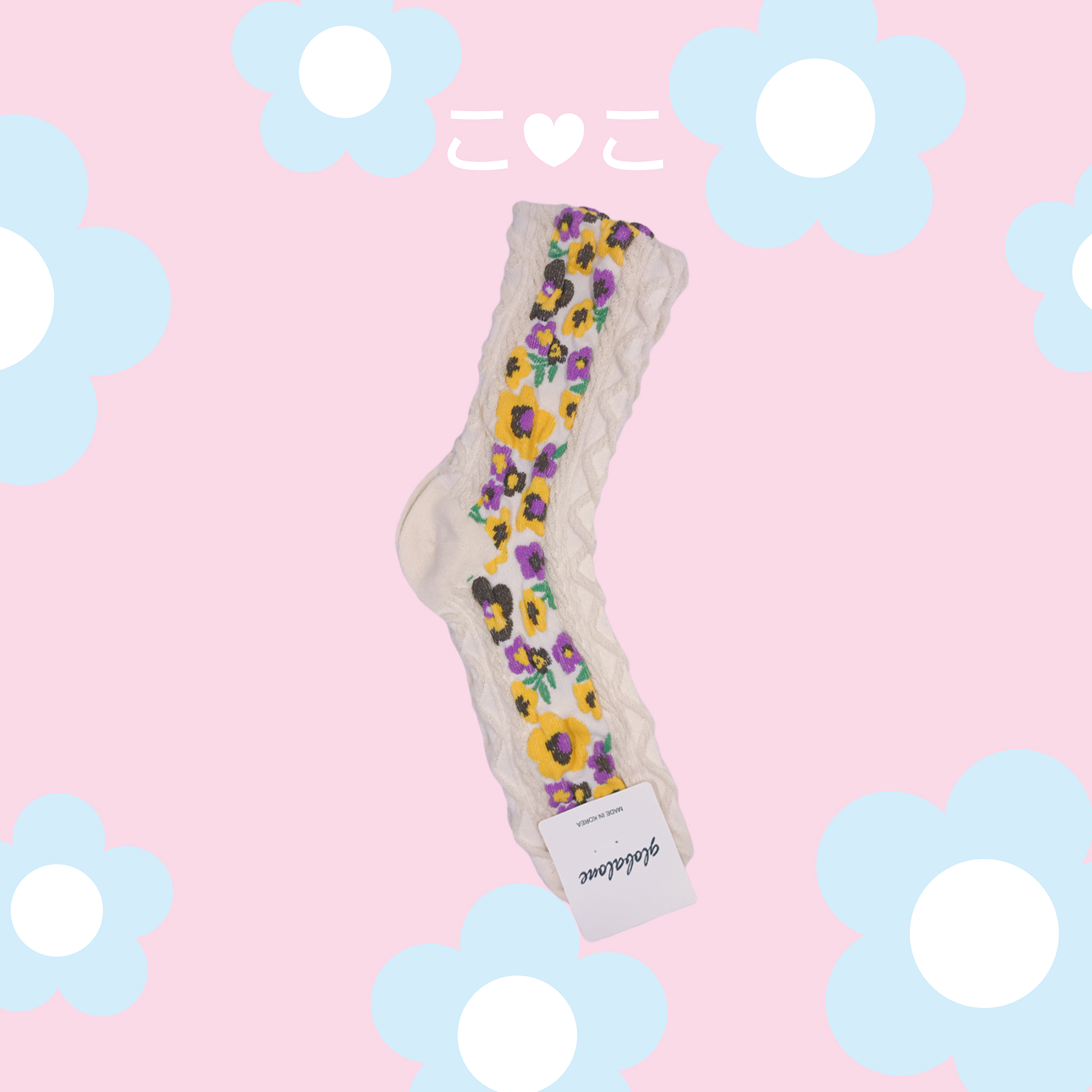 正韓花花紋路泡泡長襪