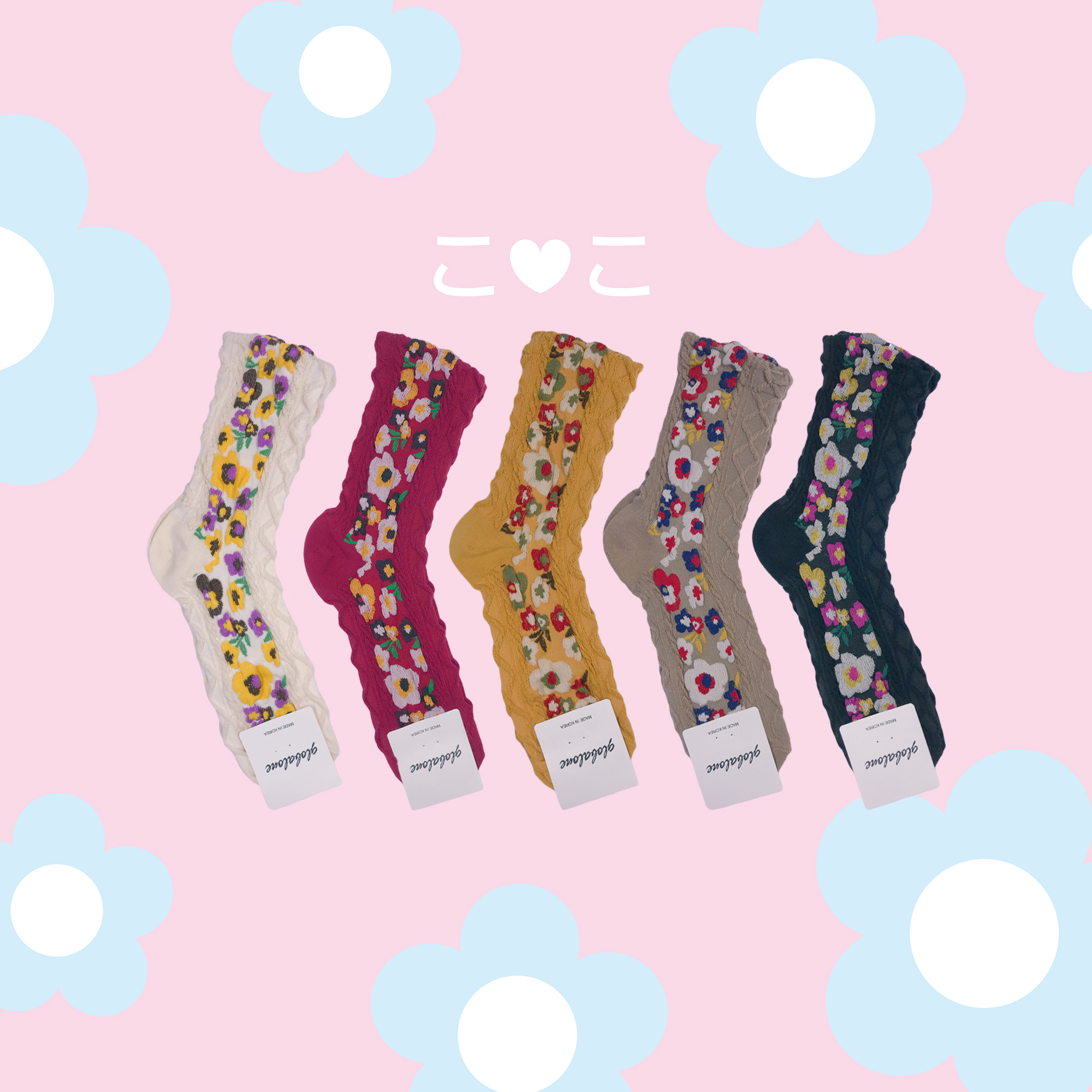 正韓花花紋路泡泡長襪