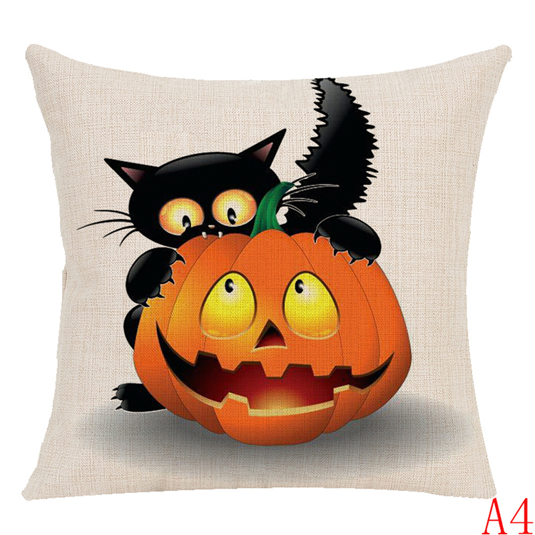 Podofo Halloween pumpkin witch series pattern linen pillowcase car sofa cushion pillowcase
