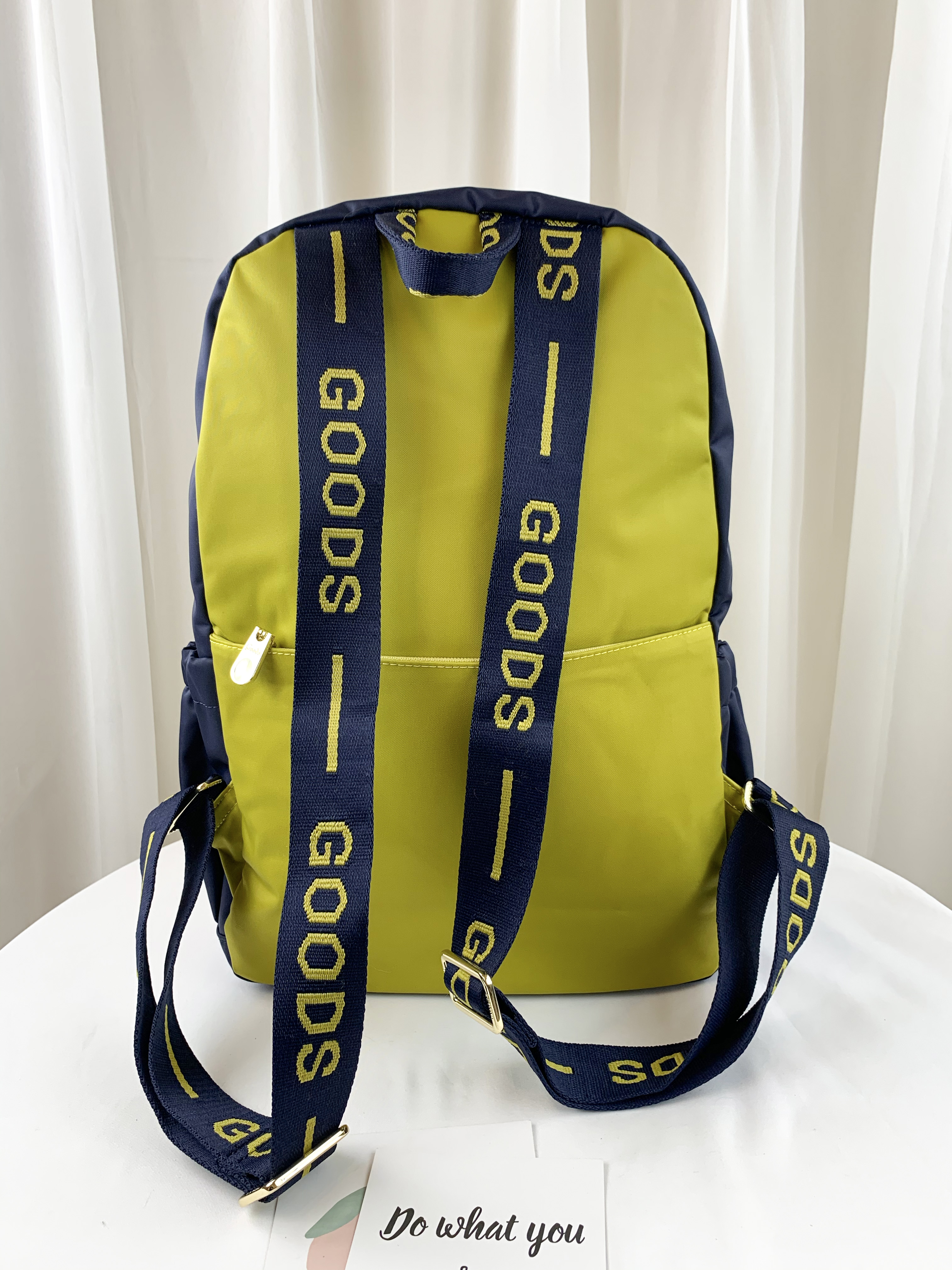 GOODS 織帶芥末黃藍 尼龍運動風後背包 #2627