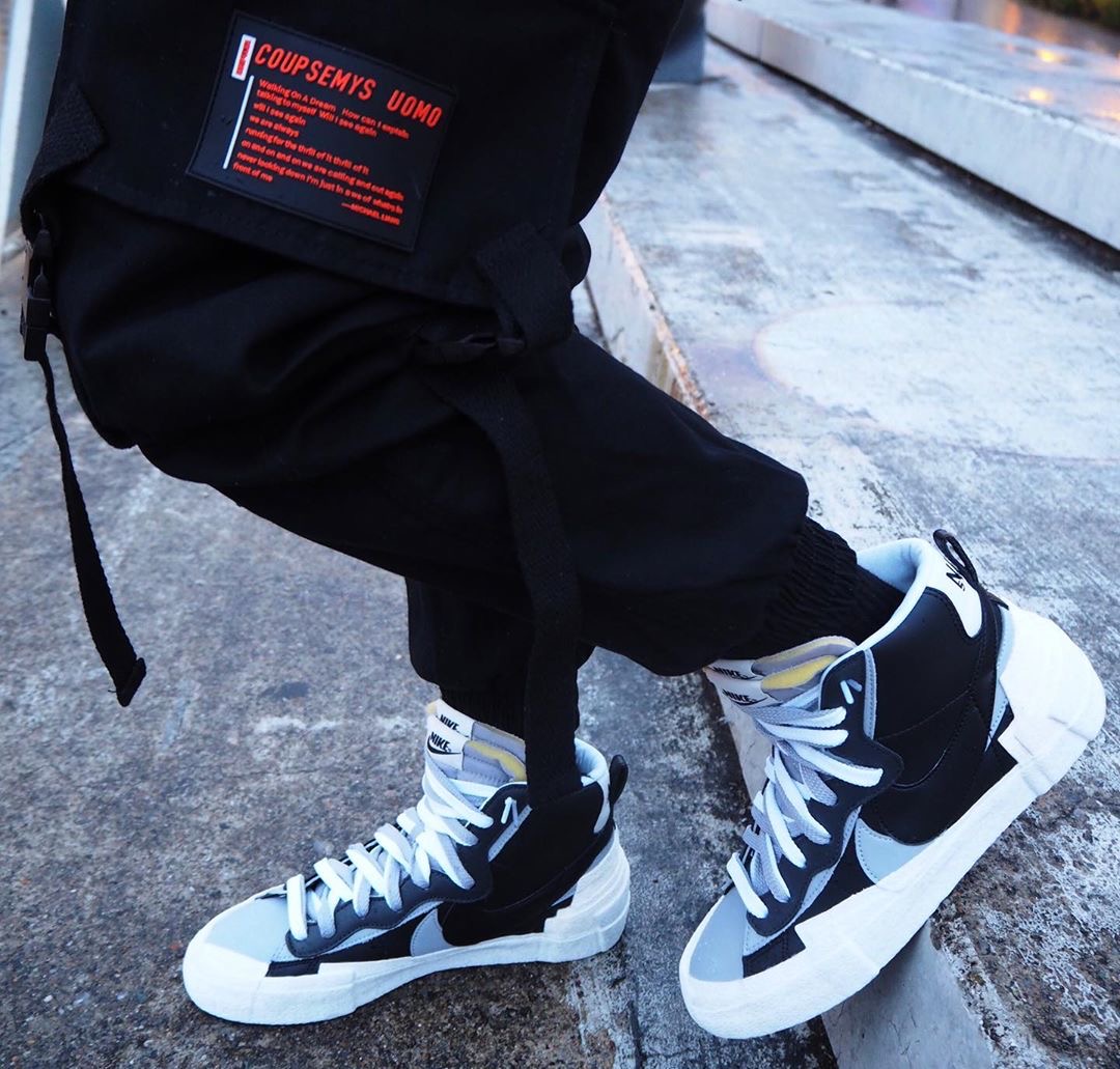 【APAIR】出清 SACAI X NIKE BLAZER MID black grey BV0072-002 黑白 解構