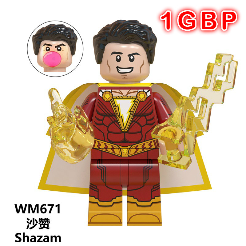 1GBP Special Offer:  Shazam DC Super Heroes Custom Minifigs Fit Lego W671SP1