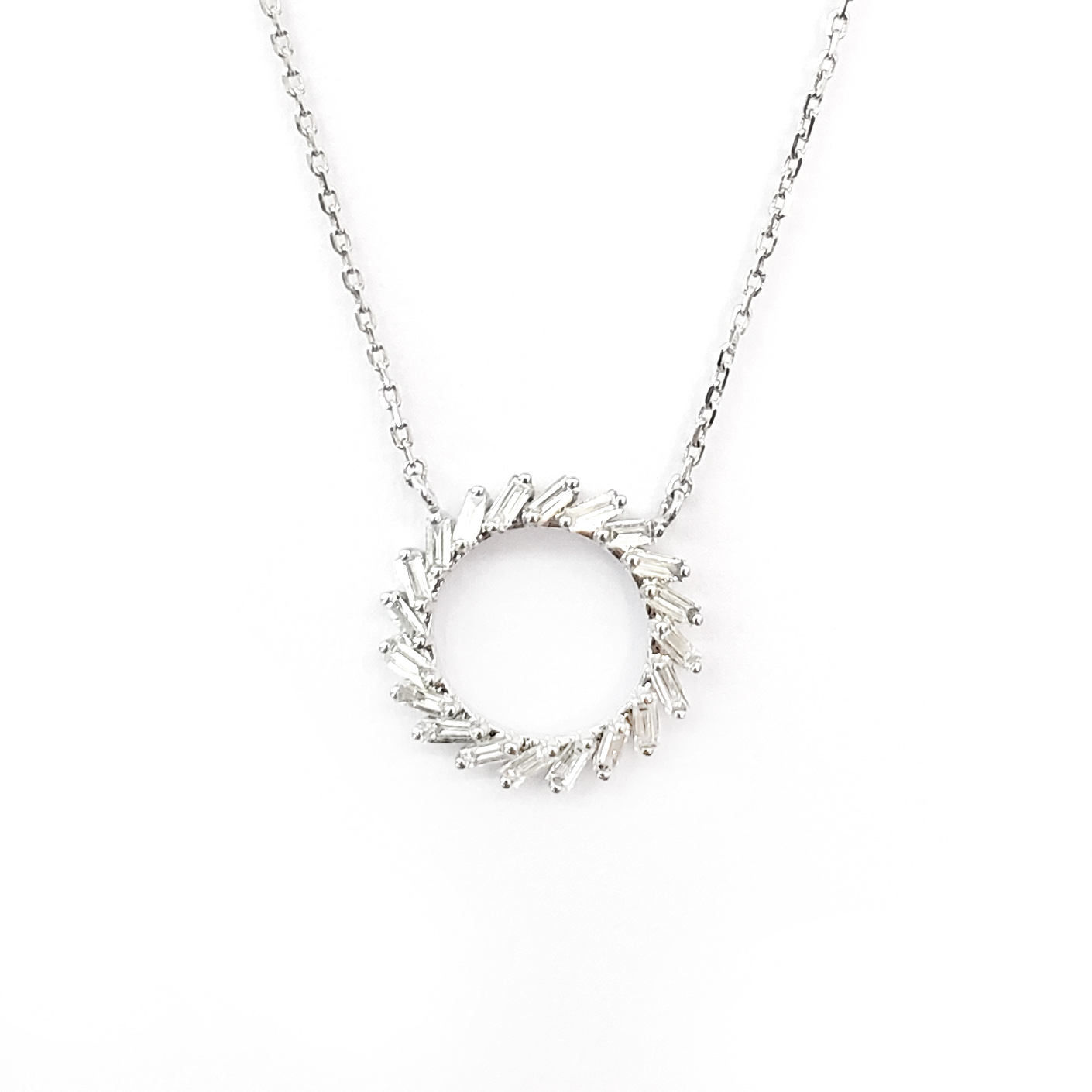 18K白金天然鑽石頸鏈