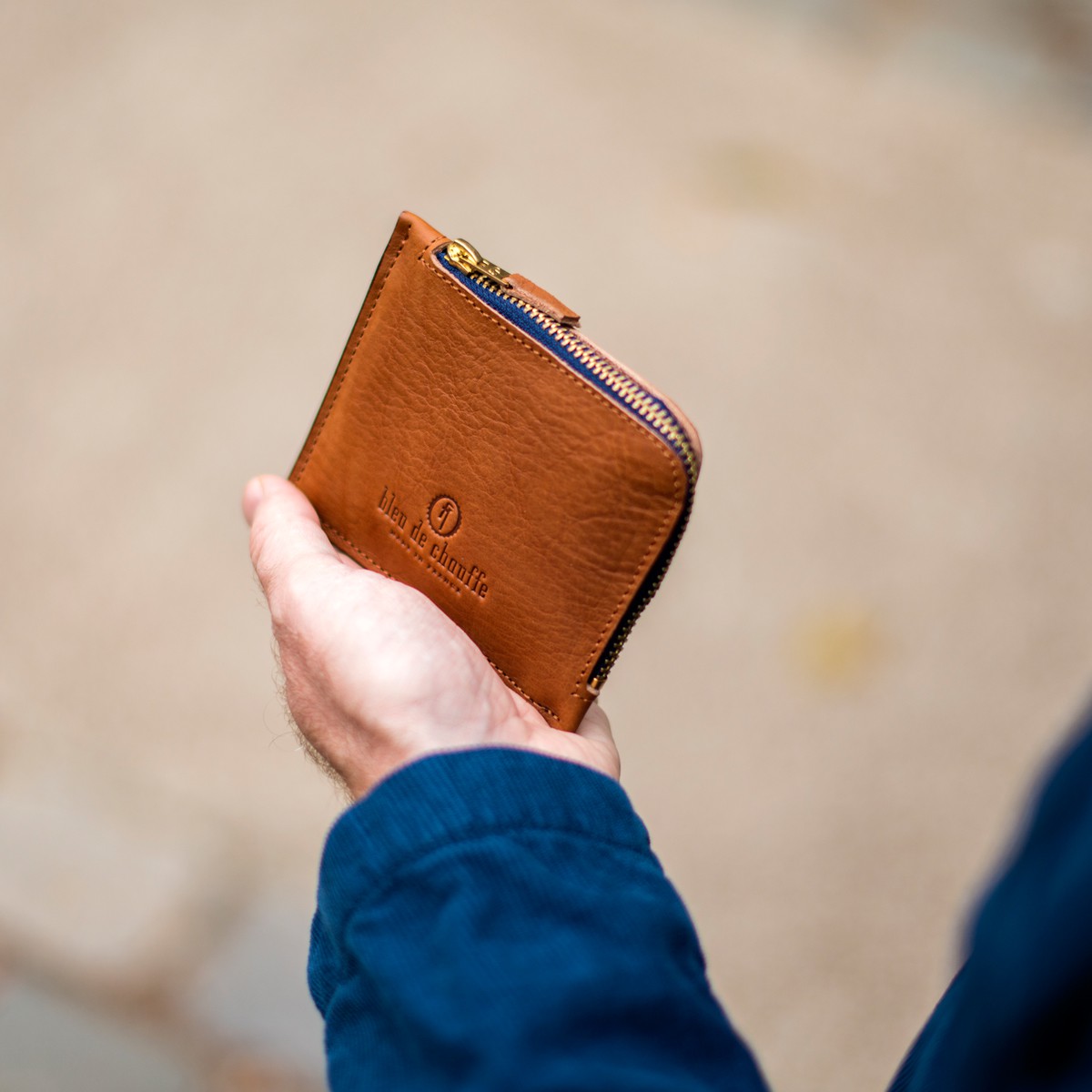 bleu de chauffe | AS 皮革拉鍊零錢包（駝、咖啡）