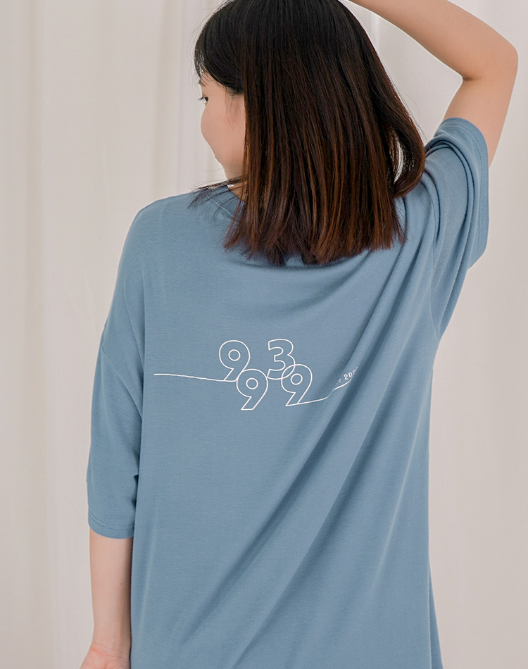 9399寬版休閒上衣 - 石灰藍