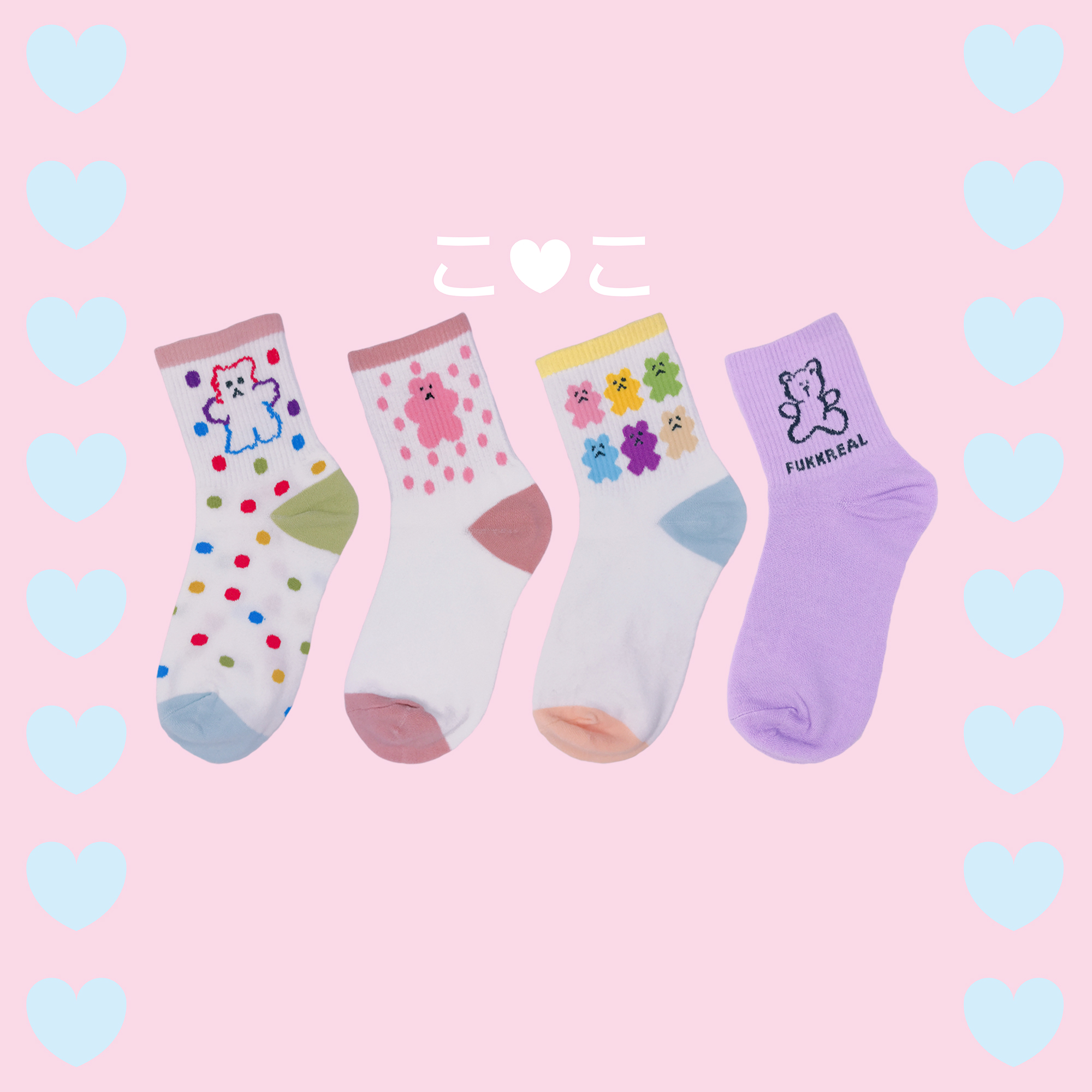 可愛粉嫩熊熊造型襪子