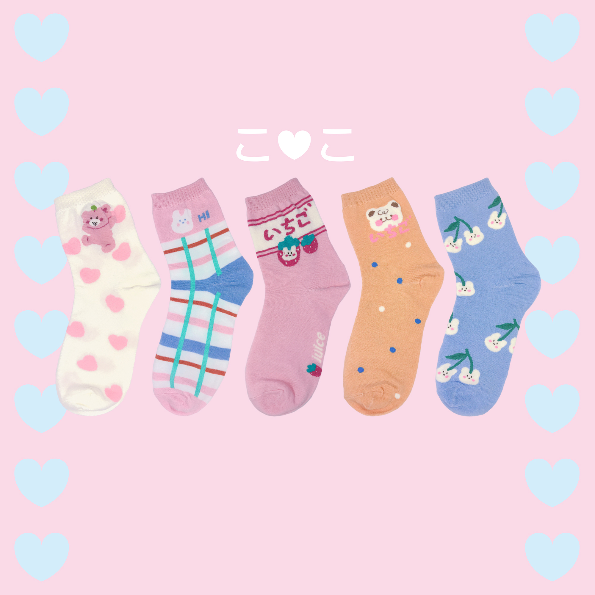 可愛動物粉嫩系造型襪子