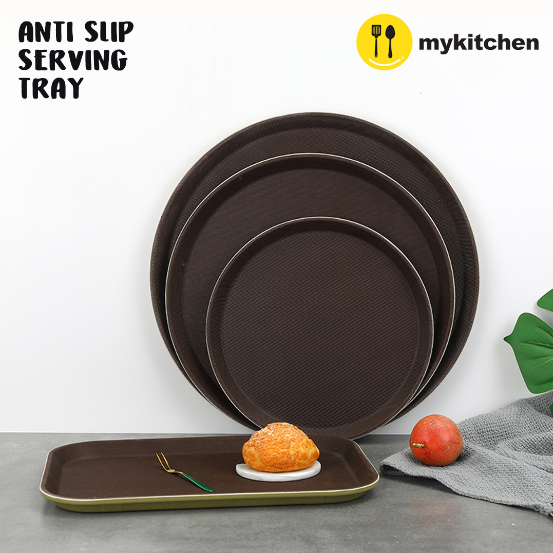 [MY KITCHEN] Anti Slip Non Slip Round Serving Tray Plat