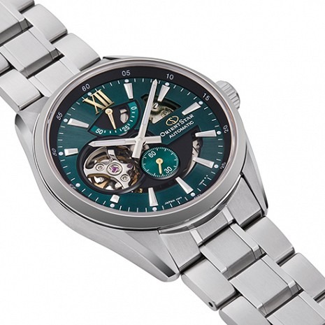 Mechanical Contemporary Green Dial Metal Strap