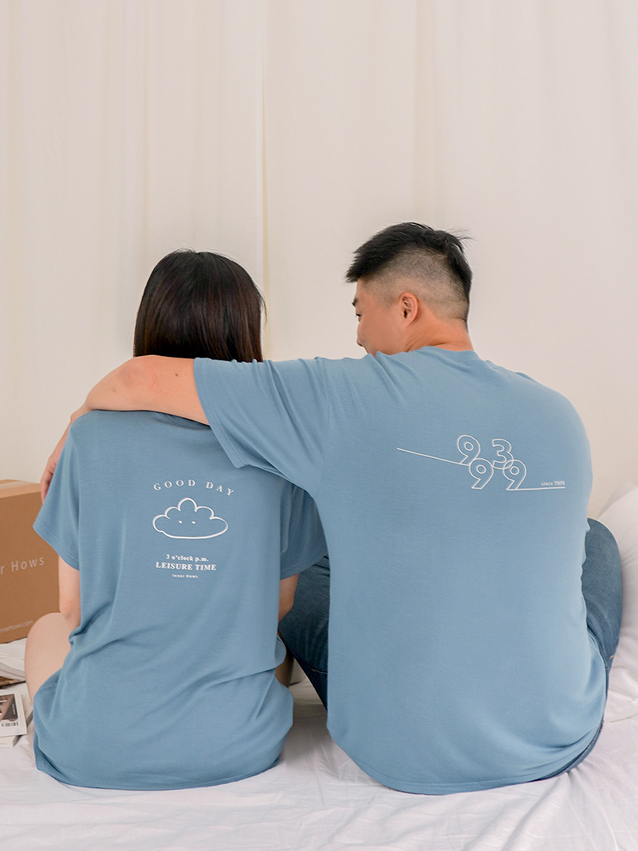 9399寬版休閒上衣 - 石灰藍