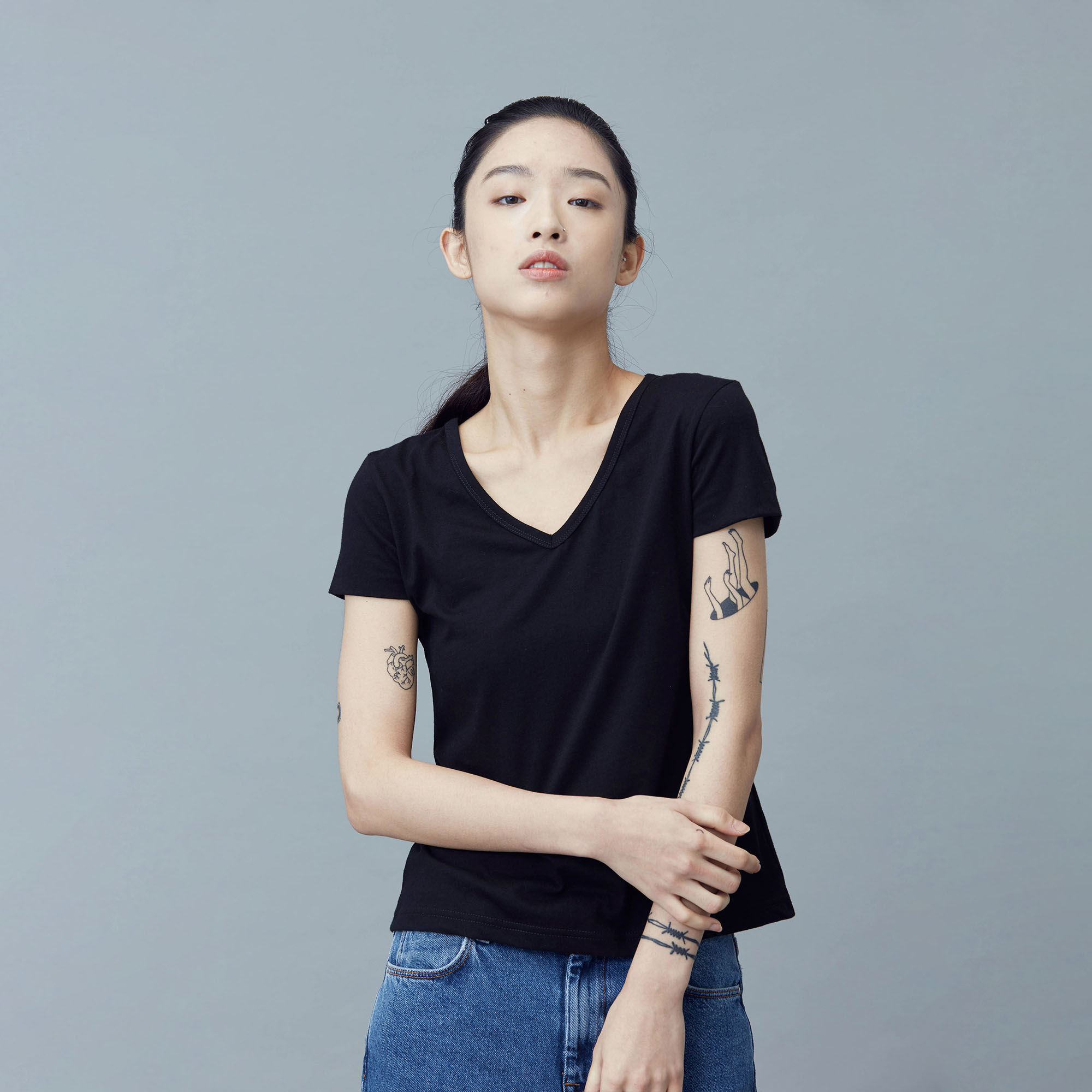 Miranda V領純棉短袖