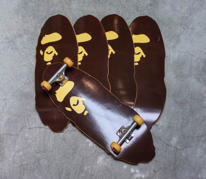 【車庫服飾】  A BATHING APE BAPE HEAD SKATE BOARD 滑板 猿人頭 江川芳文 聯名
