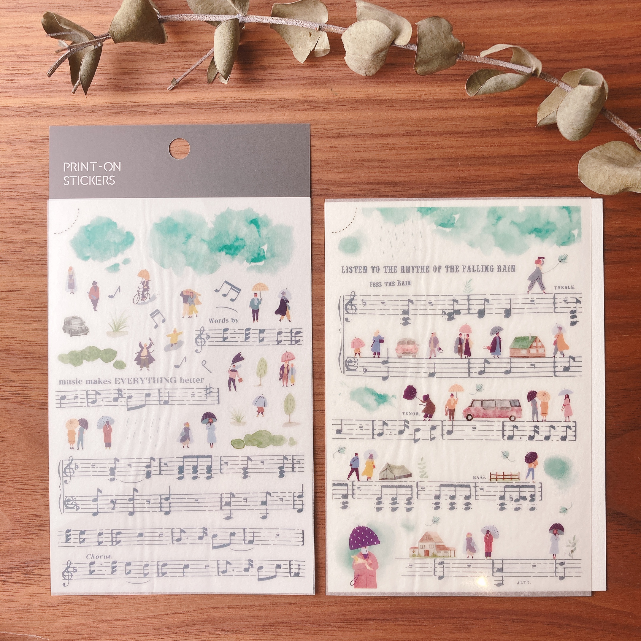 MU|轉印貼紙 蕨葉050/人物080/星球026/樂譜078/花束140