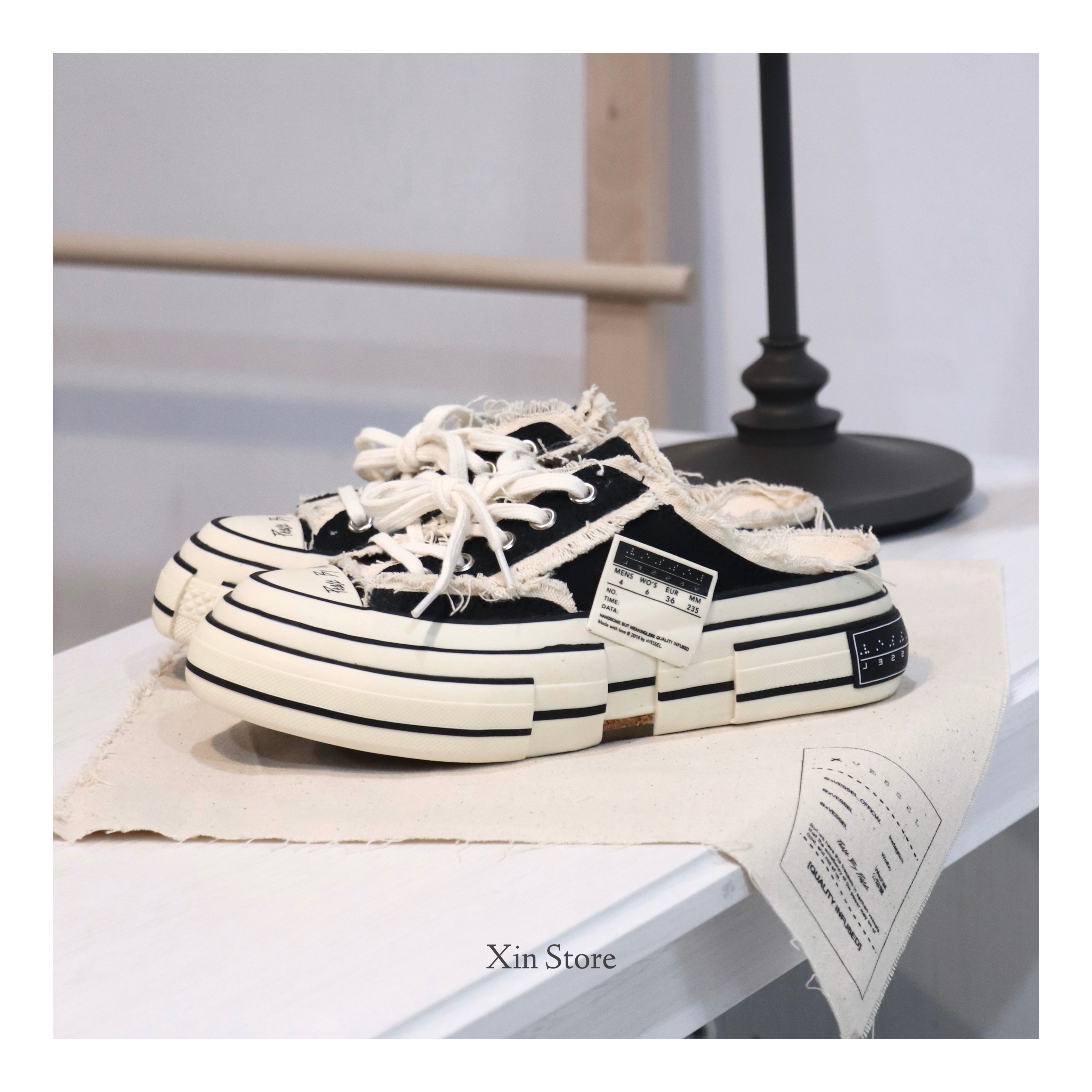 xVESSEL G.O.P Slip On 吳建豪 解構 夜光 懶人鞋 穆勒鞋 黑白 黑色