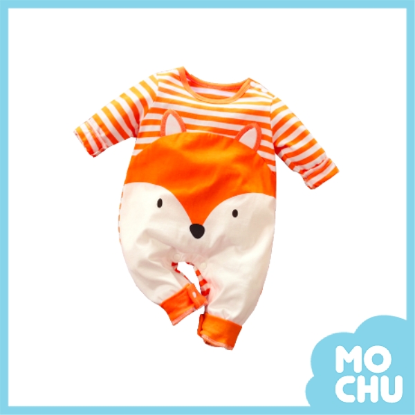 大臉橘狐狸長袖包屁衣