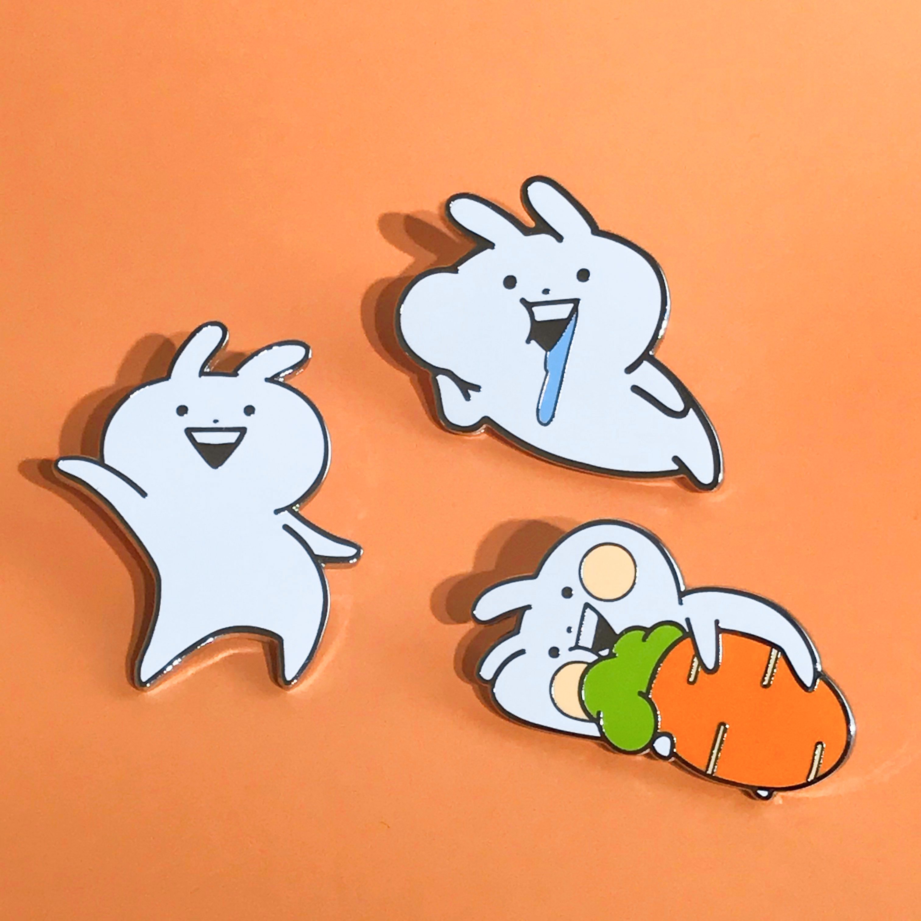 Usagyuuun-金屬胸章-蘿蔔狂熱款/哈囉你好款/慵懶口水款