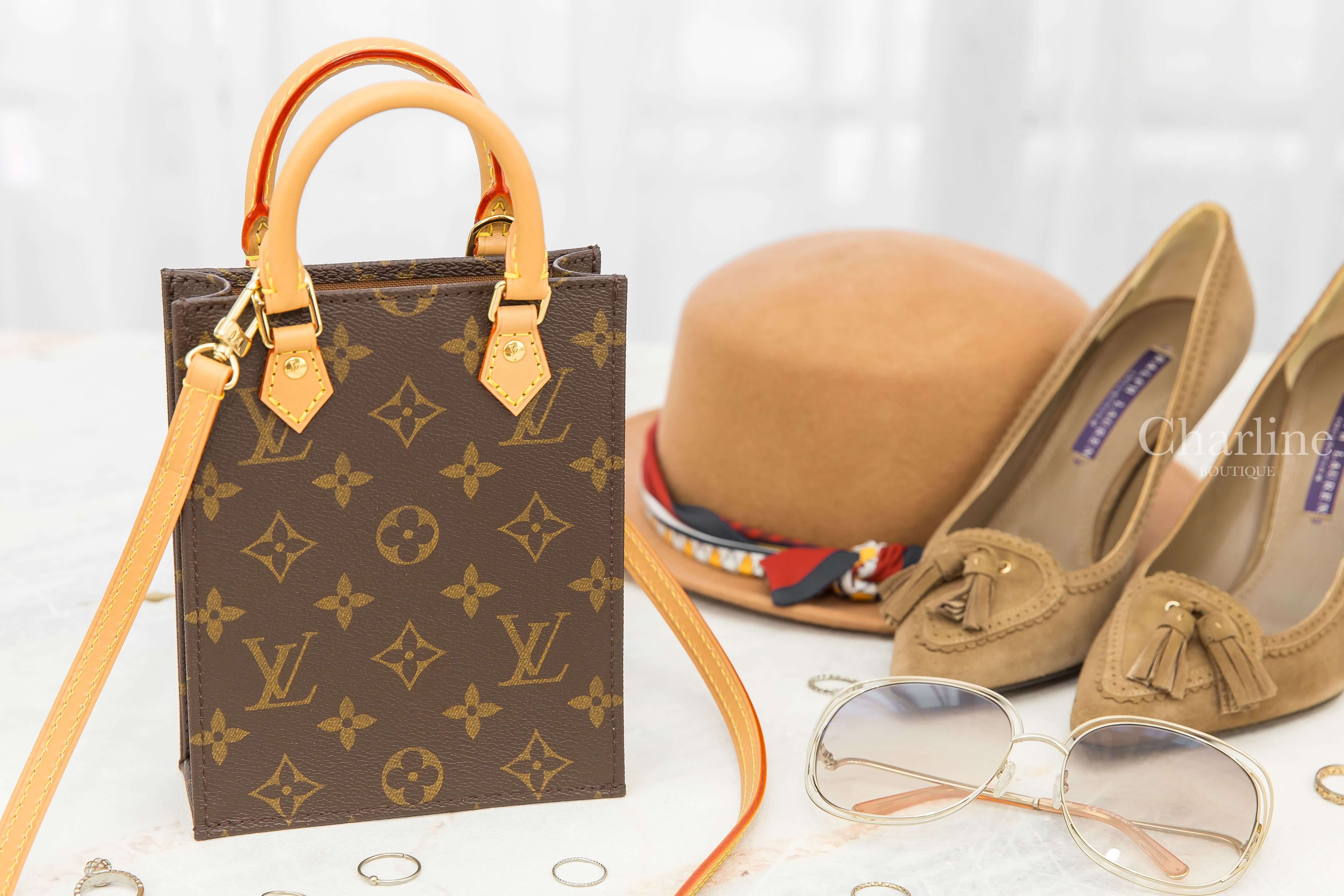 Louis Vuitton Petit Sac Plat 咖啡色老花迷你手提肩背包