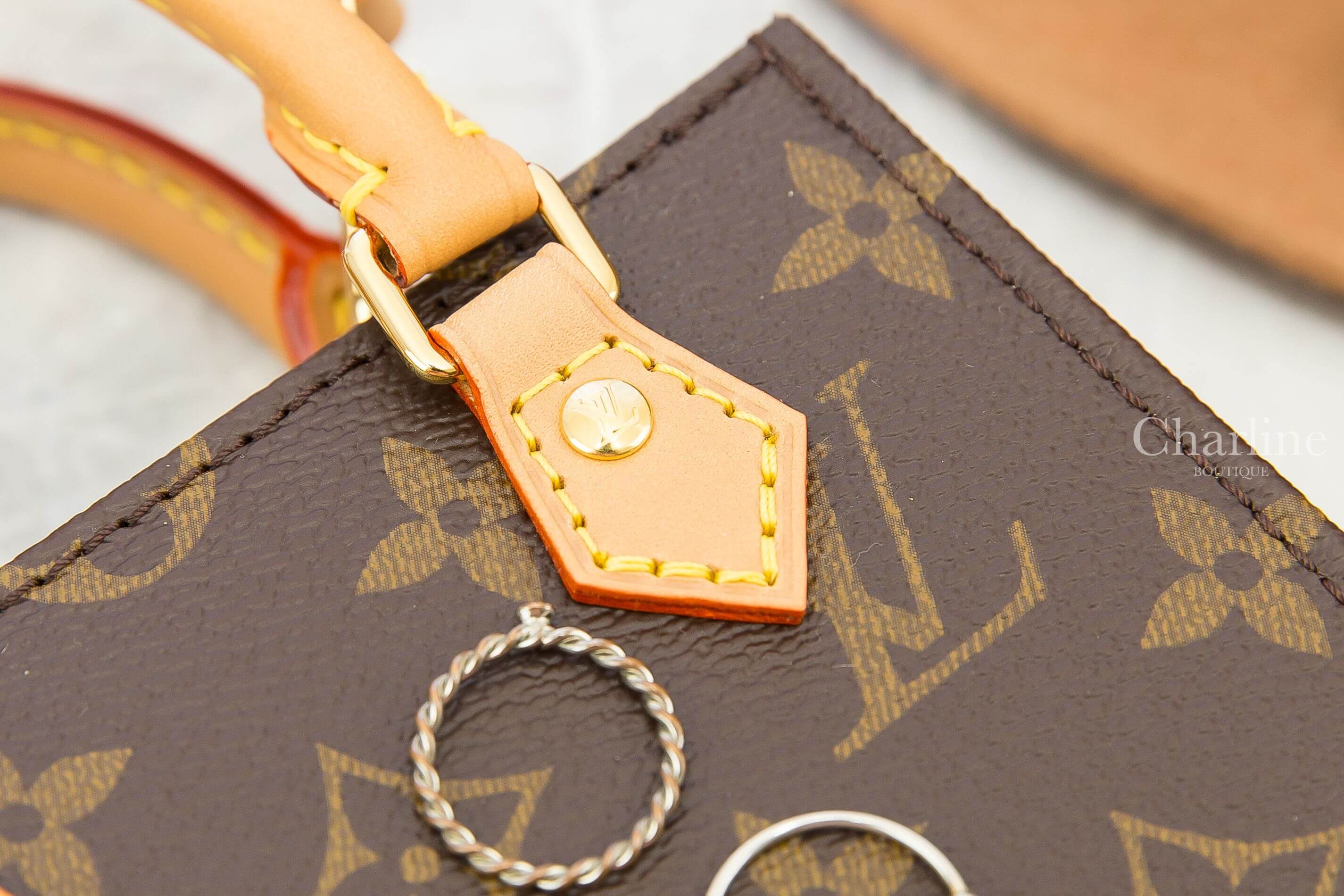 Louis Vuitton Petit Sac Plat 咖啡色老花迷你手提肩背包