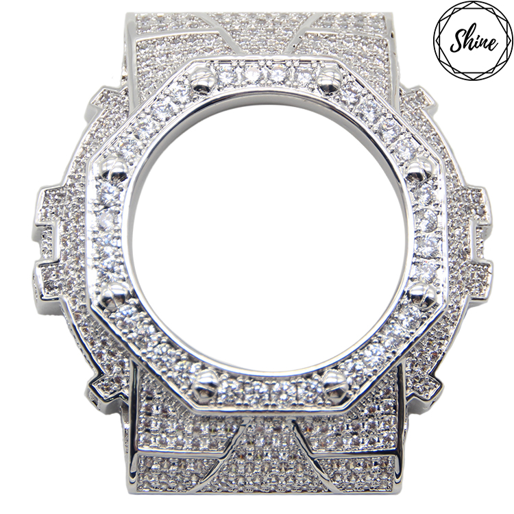 客製 GA-100 / GA-110 / GA-120 八角設計銀X白閃石金屬錶殼