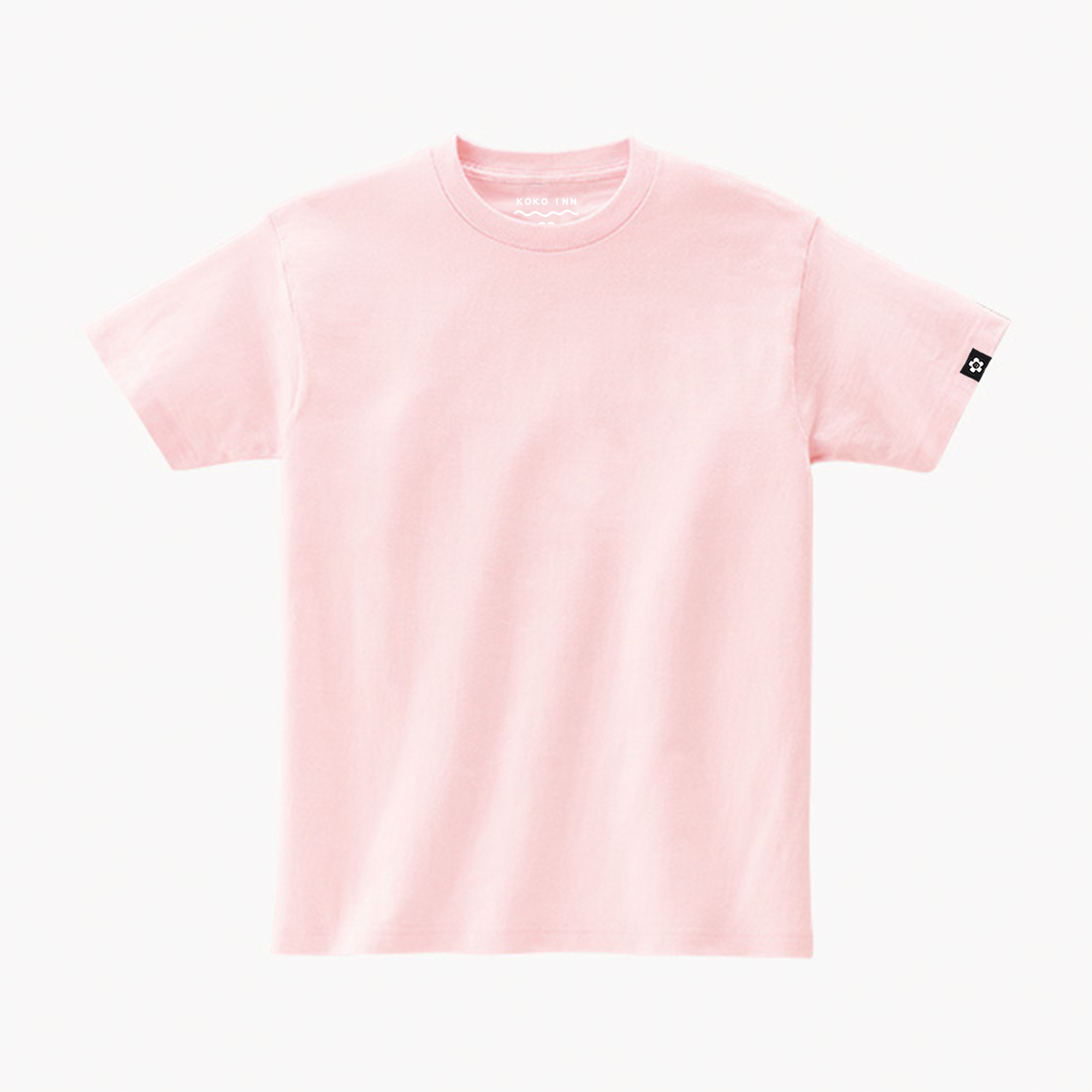 KOKOINN 純棉圓領素面多色小花標 T - 粉紅系列