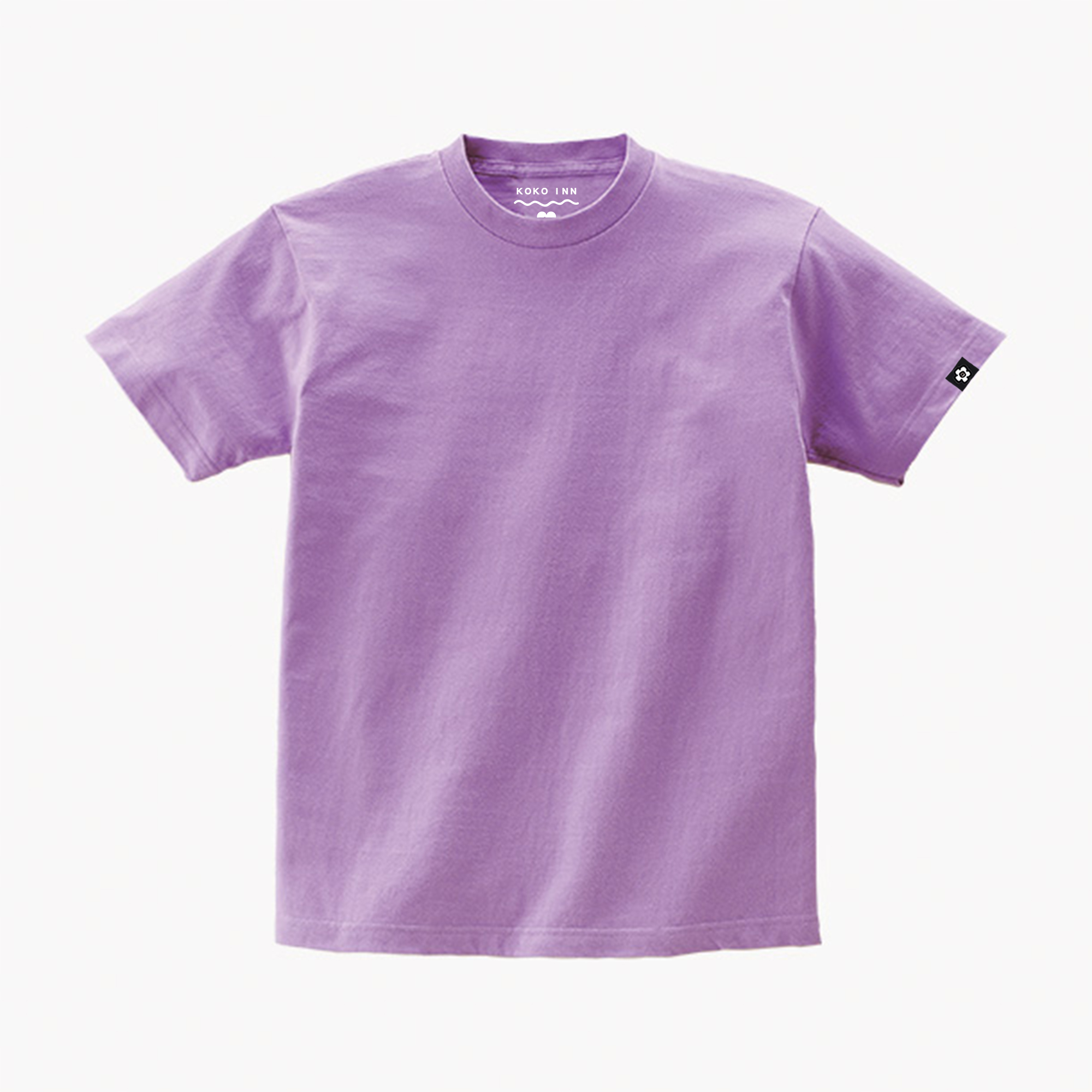 KOKOINN 純棉圓領素面多色小花標 T - 紫系列