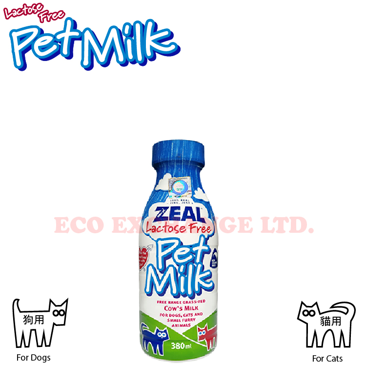 ZEAL - 紐西蘭天然無乳糖寵物牛奶 380ml (貓狗適用) (1支/3支/30支)