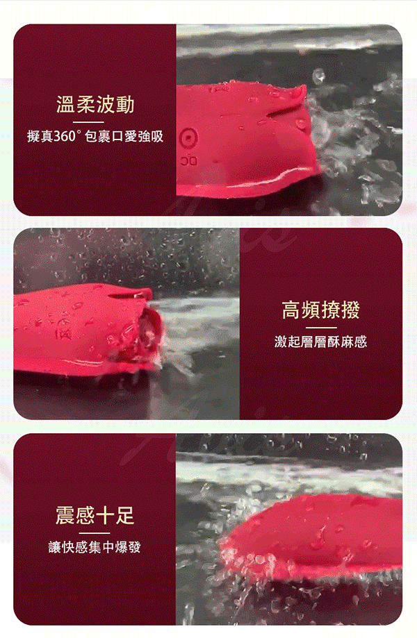 MEESE米斯 朵拉 玫瑰造型 震動+舌舔 雙頭按摩棒功能介紹