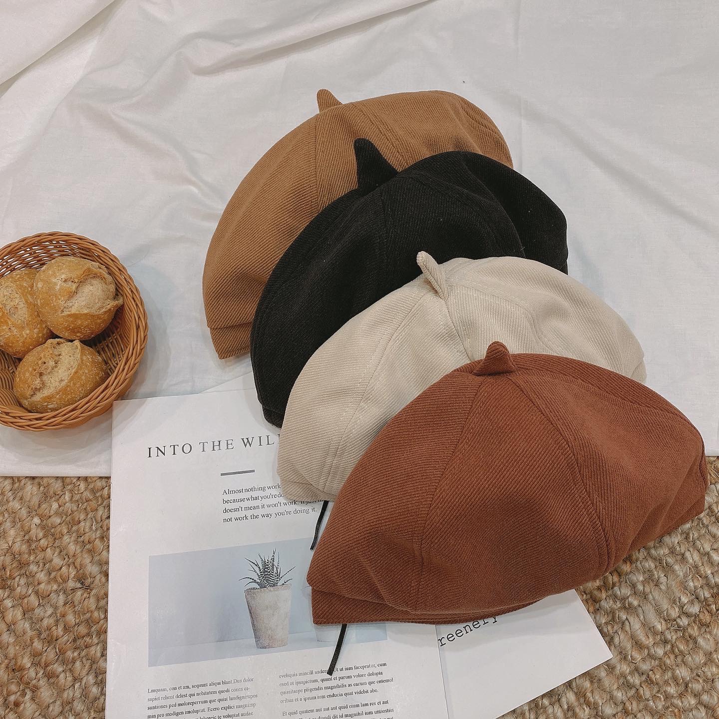 韓版斜紋六片貝雷帽/四色