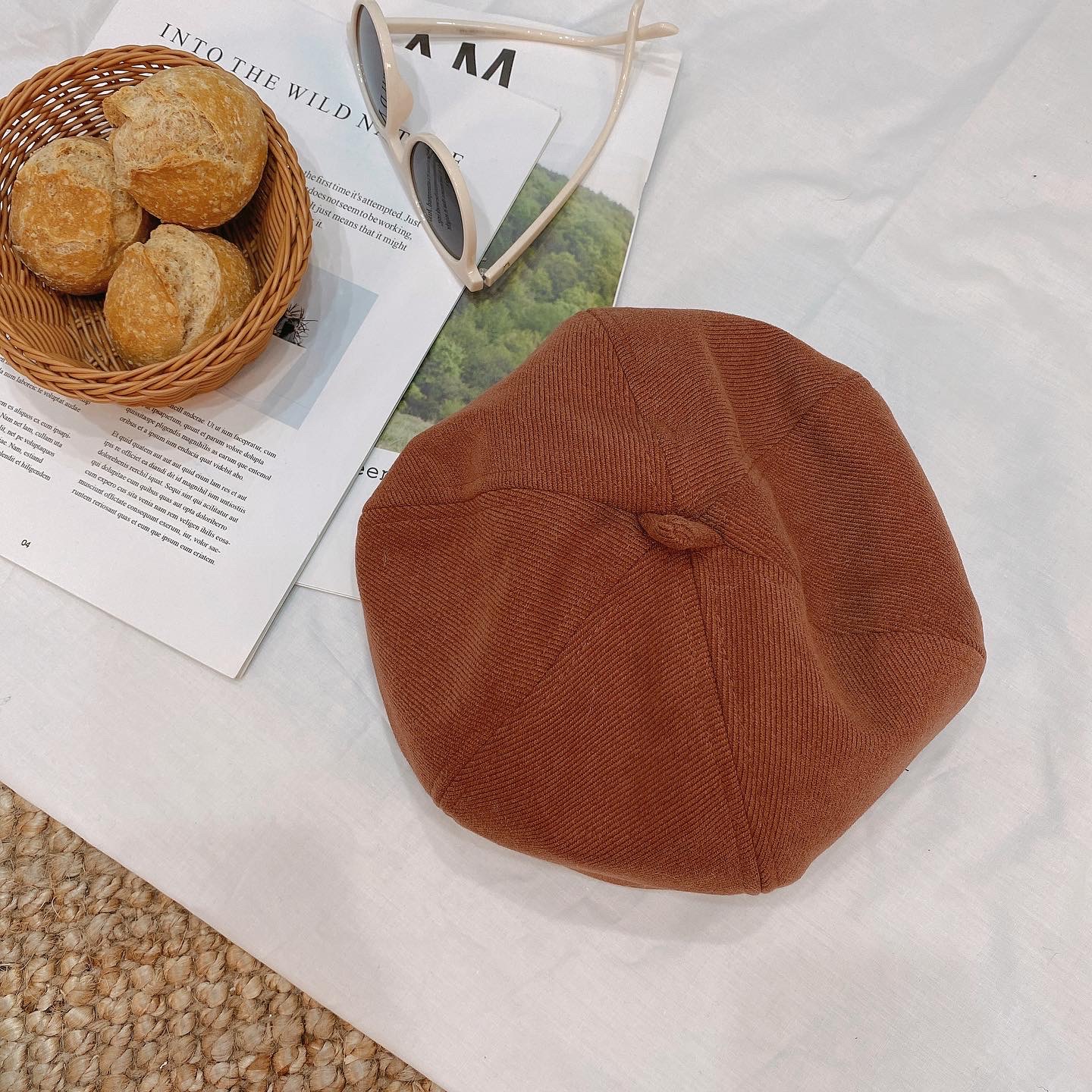 韓版斜紋六片貝雷帽/四色