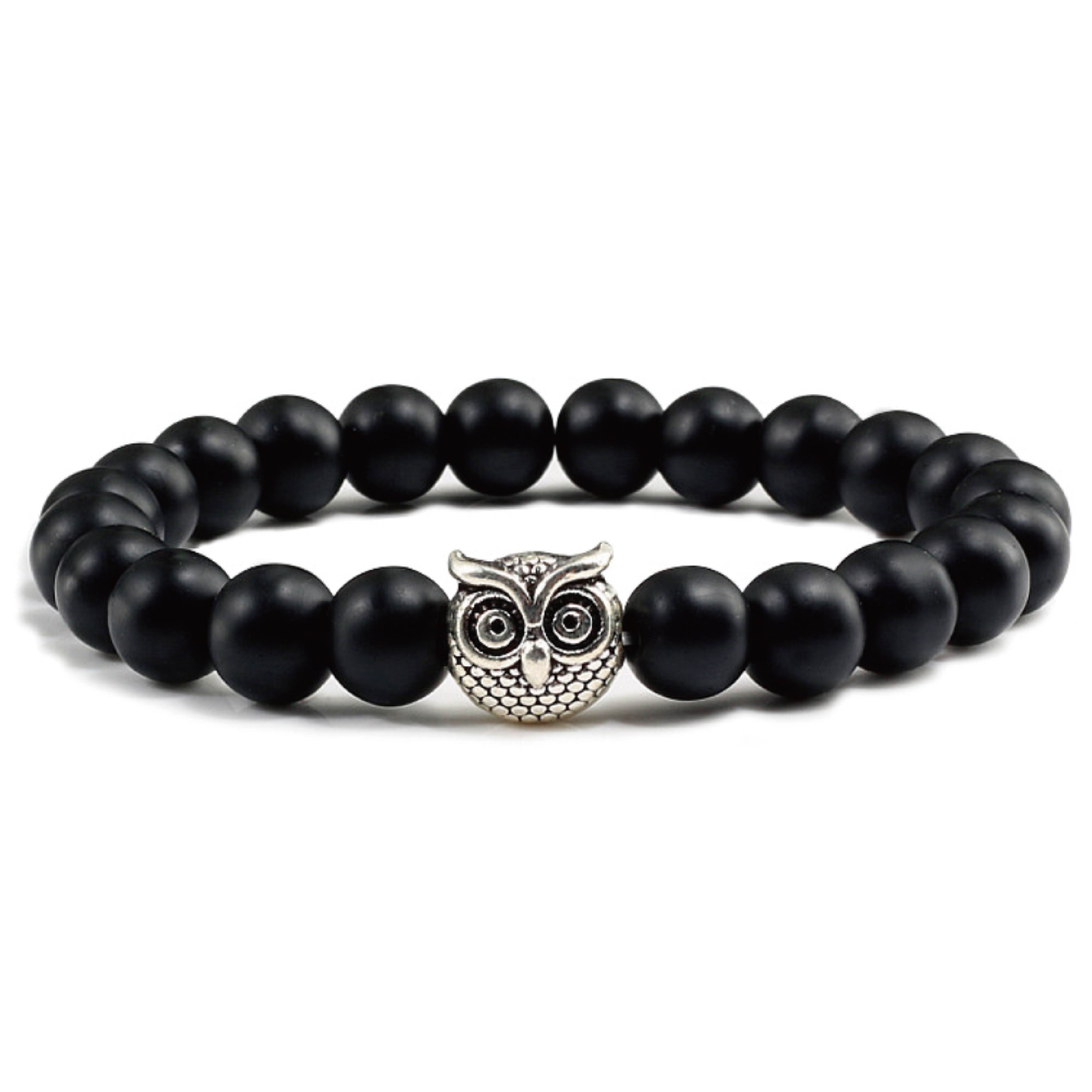 Brightside®－台灣邵族白銀貓頭鷹 手工天然磨砂瑪瑙串珠手鍊 （附贈LOGO吊牌可拆裝）