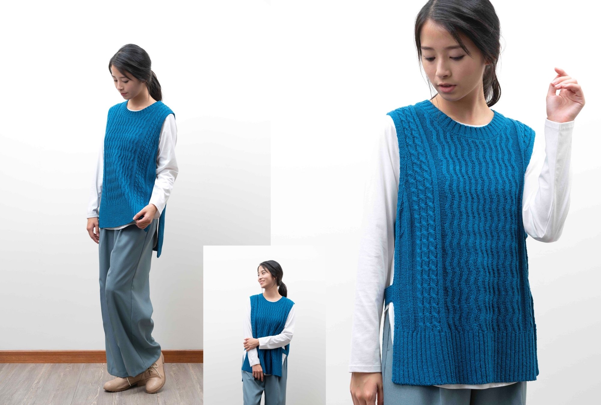 圓領開岔設計針織背心