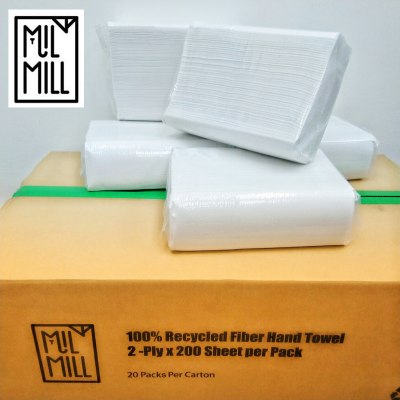 Mil Mill喵坊 三摺式抹手紙 (200張) | 廚房紙| 再生紙巾 | 環保紙巾 | 香港品牌