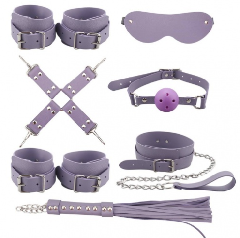 〔超值SM套裝〕Metal Temptation BDSM 高質調教束縛套裝 (紫色軟皮)