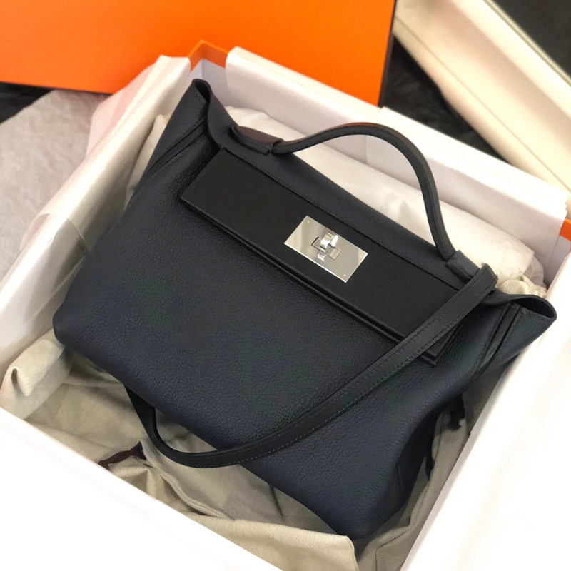 翻蓋 荔枝紋牛皮包 (多色) (28cm/22cm)