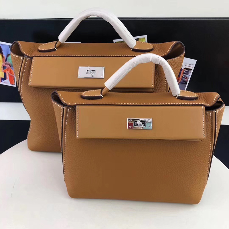 翻蓋 荔枝紋牛皮包 (多色) (28cm/22cm)